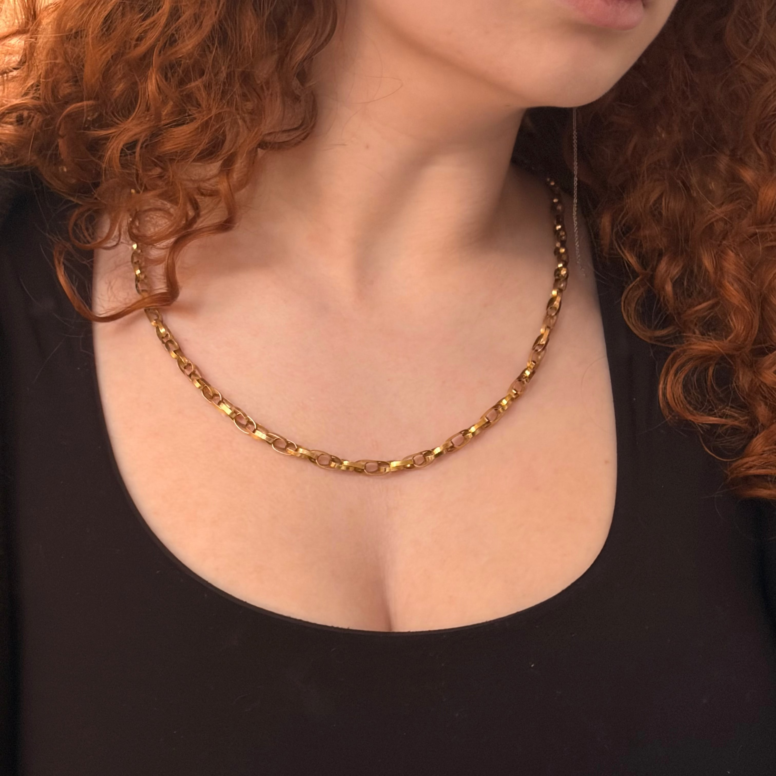 18k Yellow Gold Italian Triple Link Bike Chain Necklace
