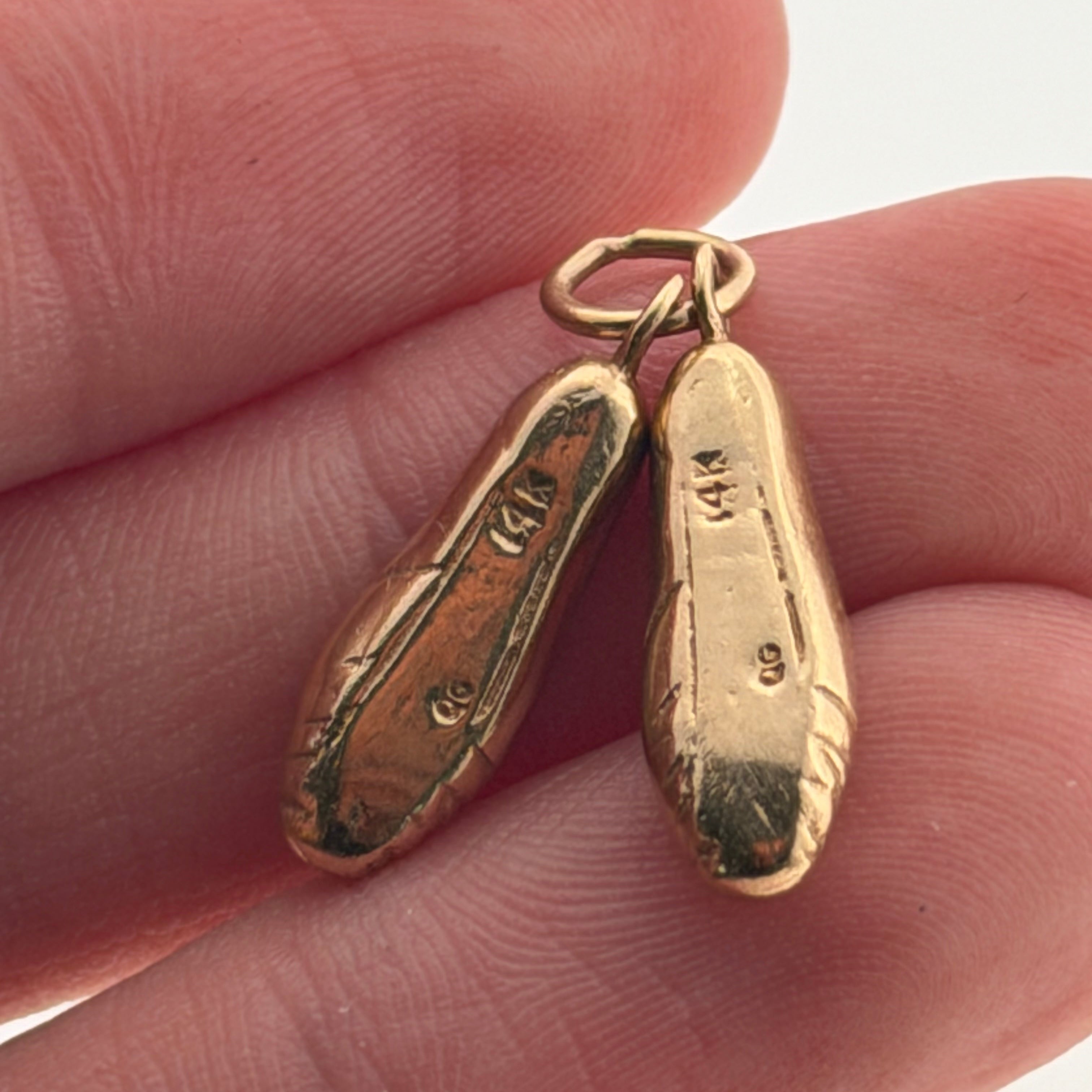 14K Yellow Gold Vintage 1960s Ballet Flats Charm