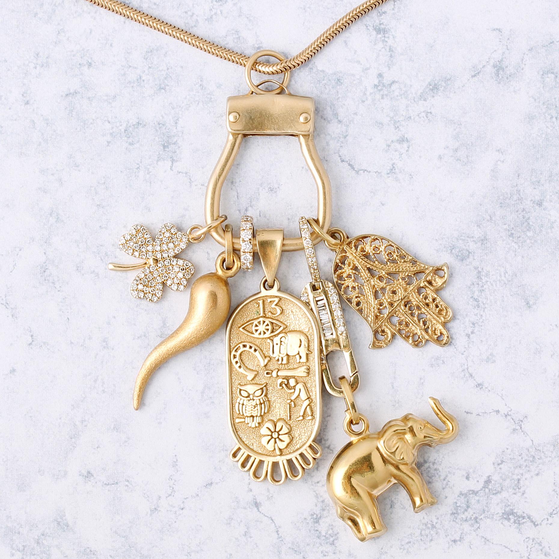 14k Yellow Gold Diamond Clover Charm