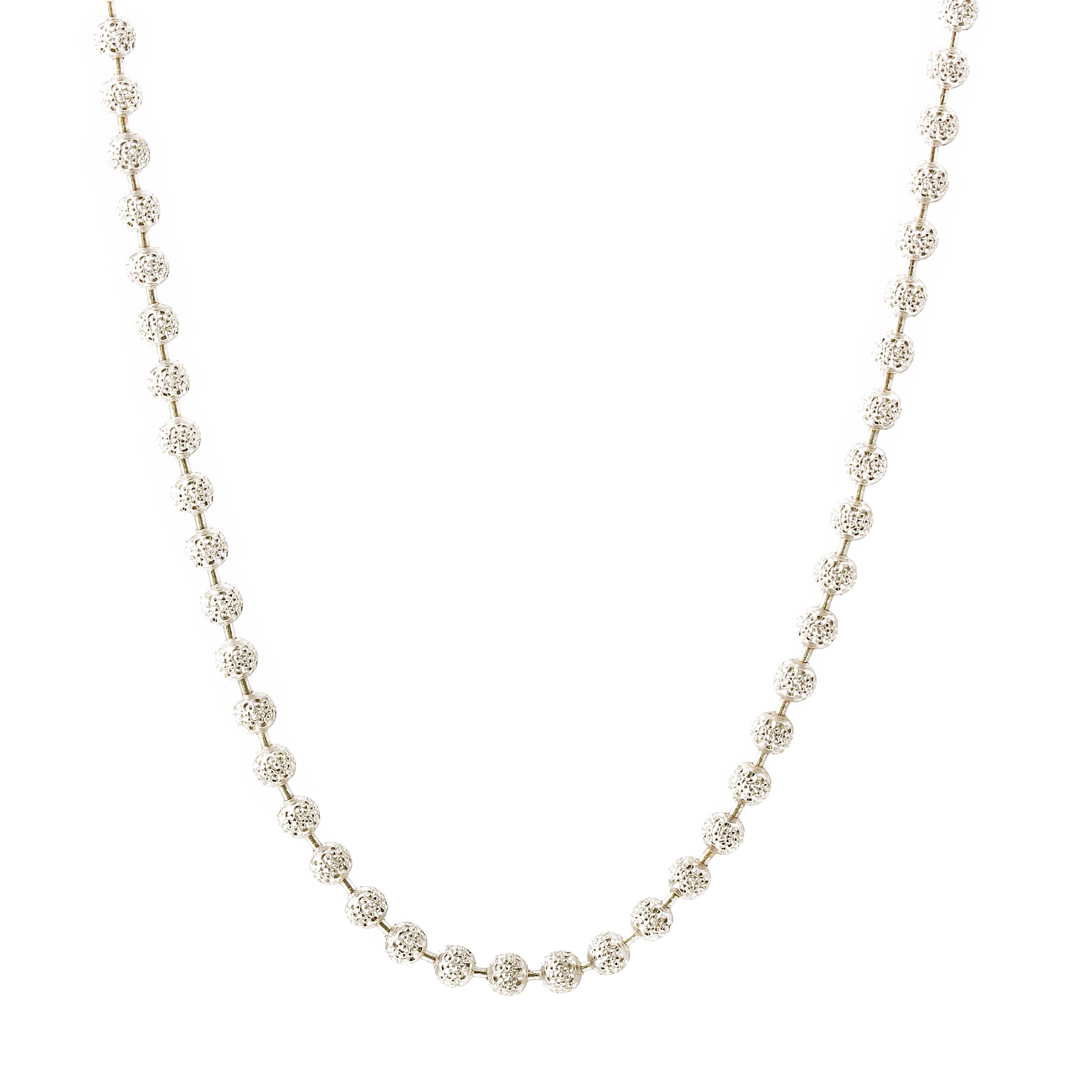 Vintage 14k White Gold 20" Textured Ball Chain