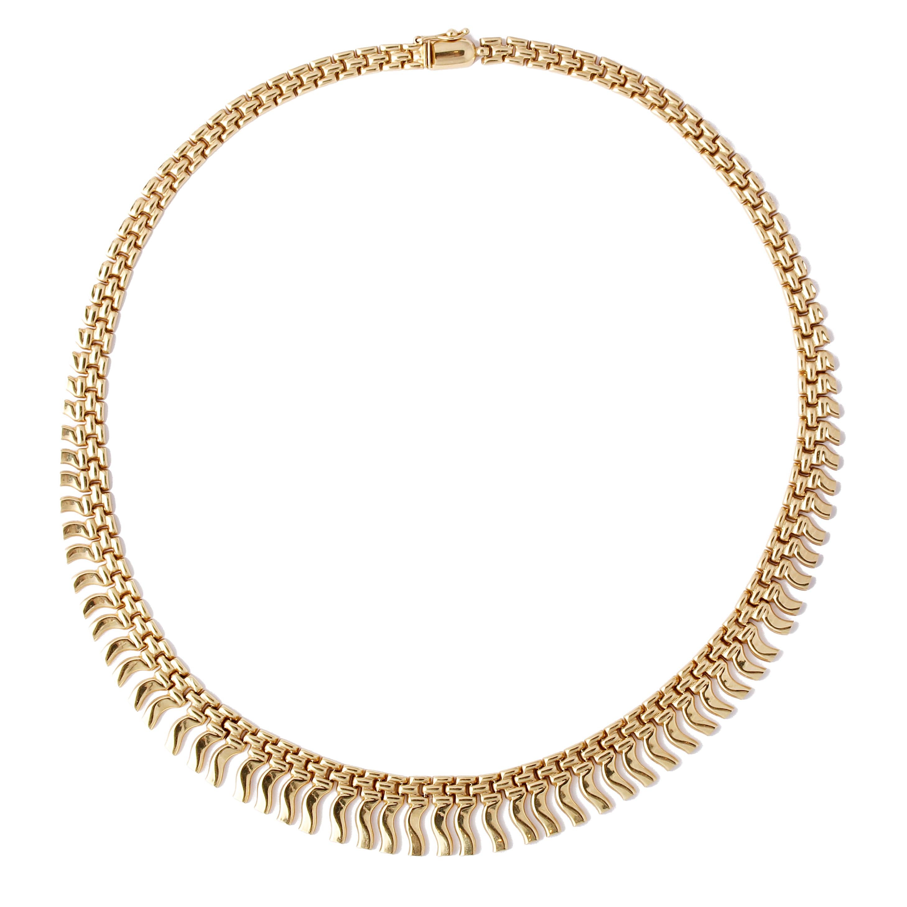 Vintage 14k Gold Graduated Fringe Necklace