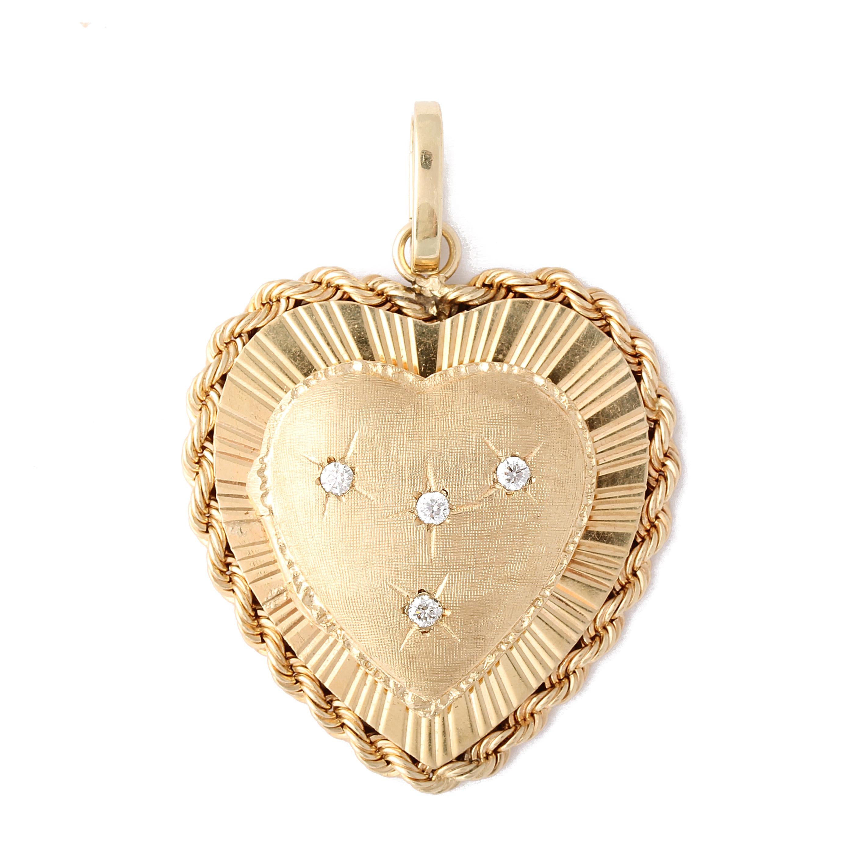 Vintage 14k Gold Diamond Heart Locket