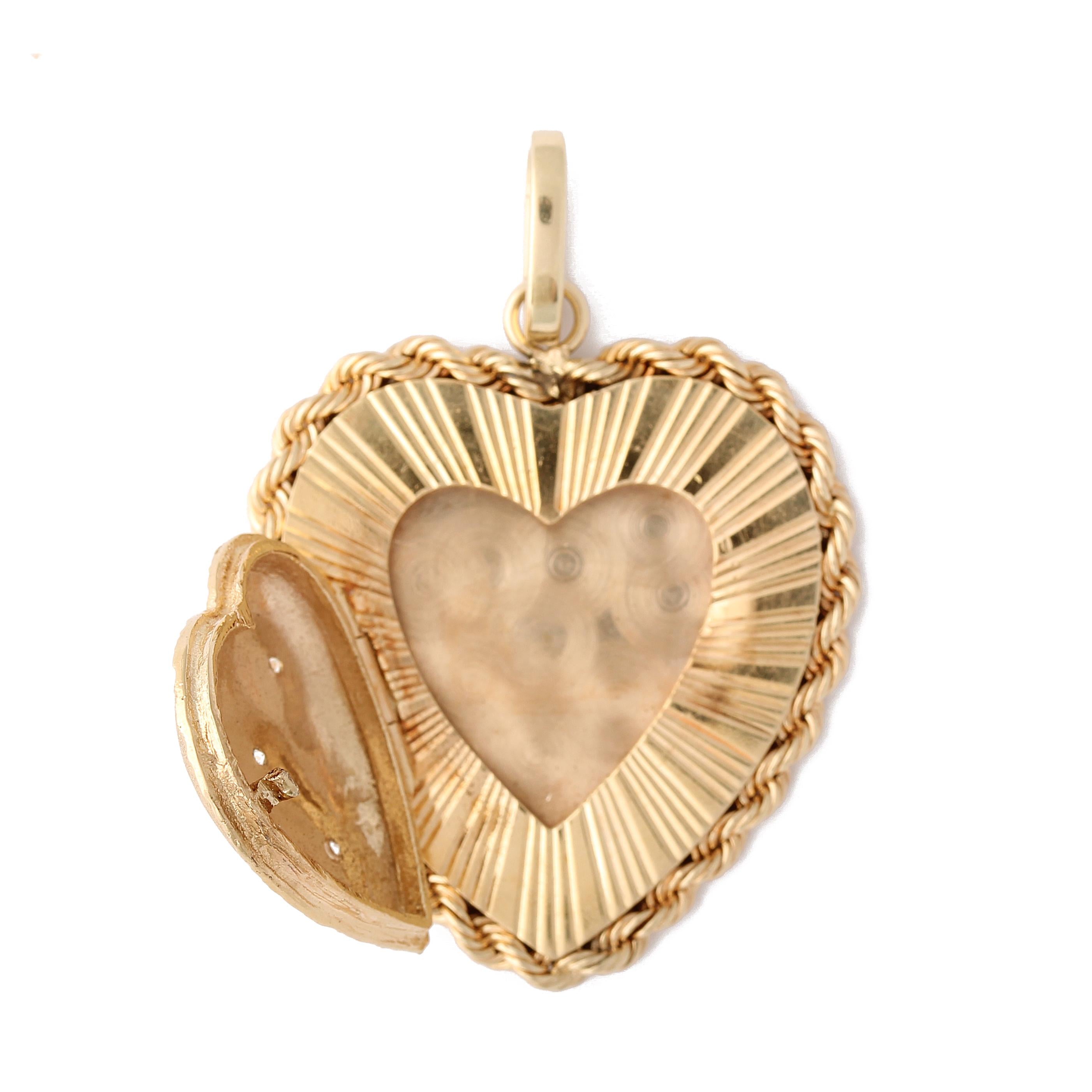 Vintage 14k Gold Diamond Heart Locket