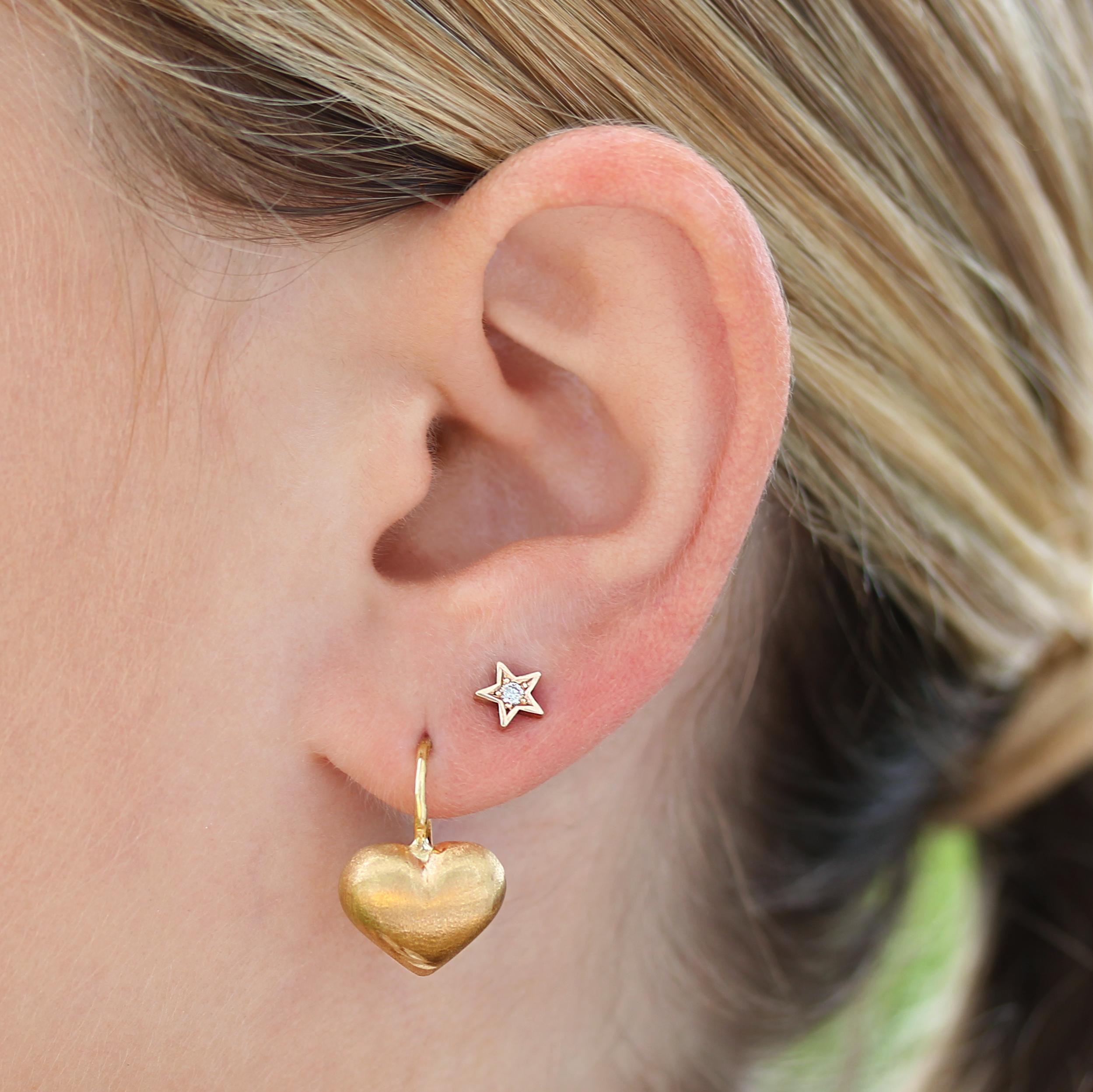 Vintage 14k Gold Heart Earrings