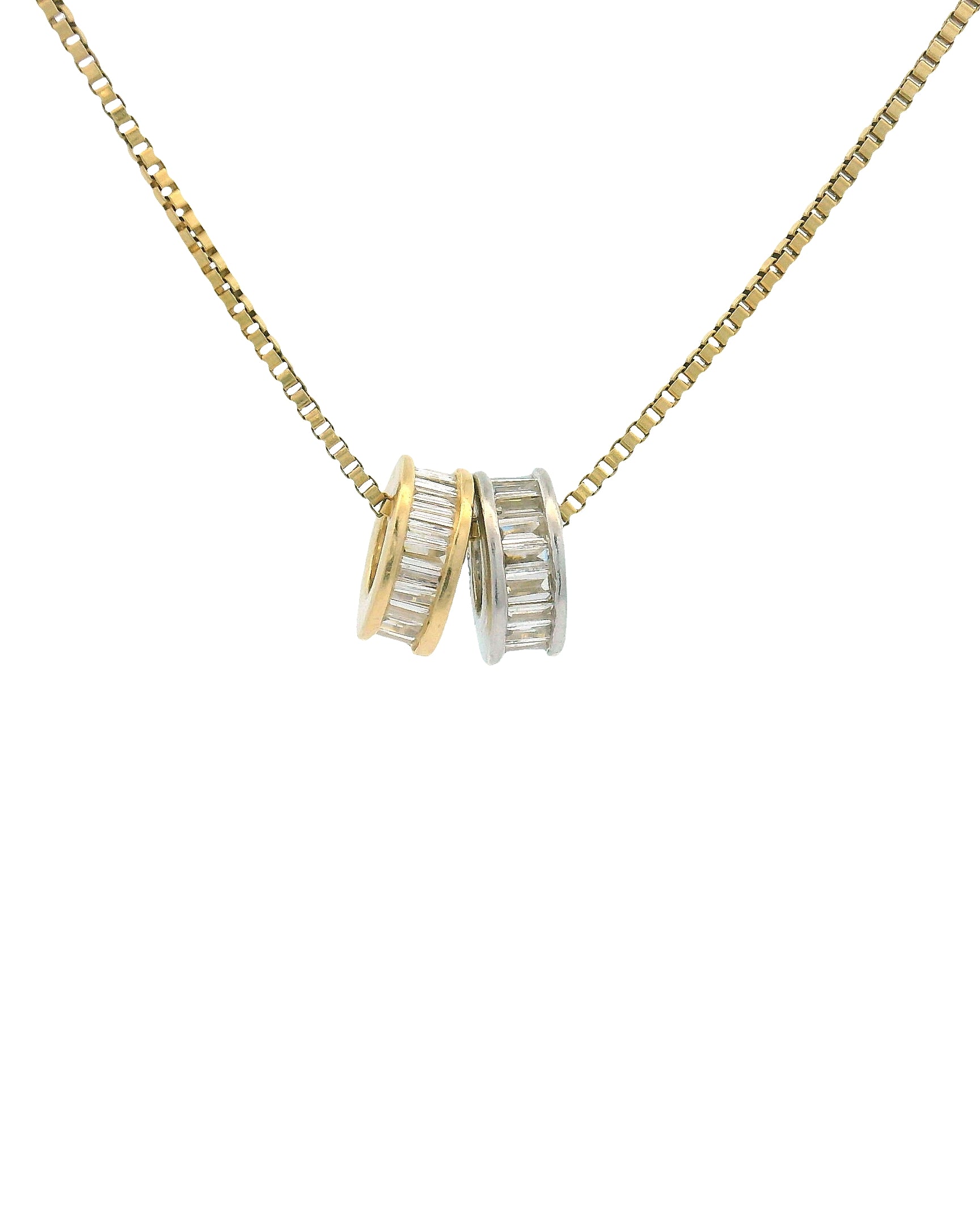 14k Gold Baguette Diamond Rondel Spacer Charm