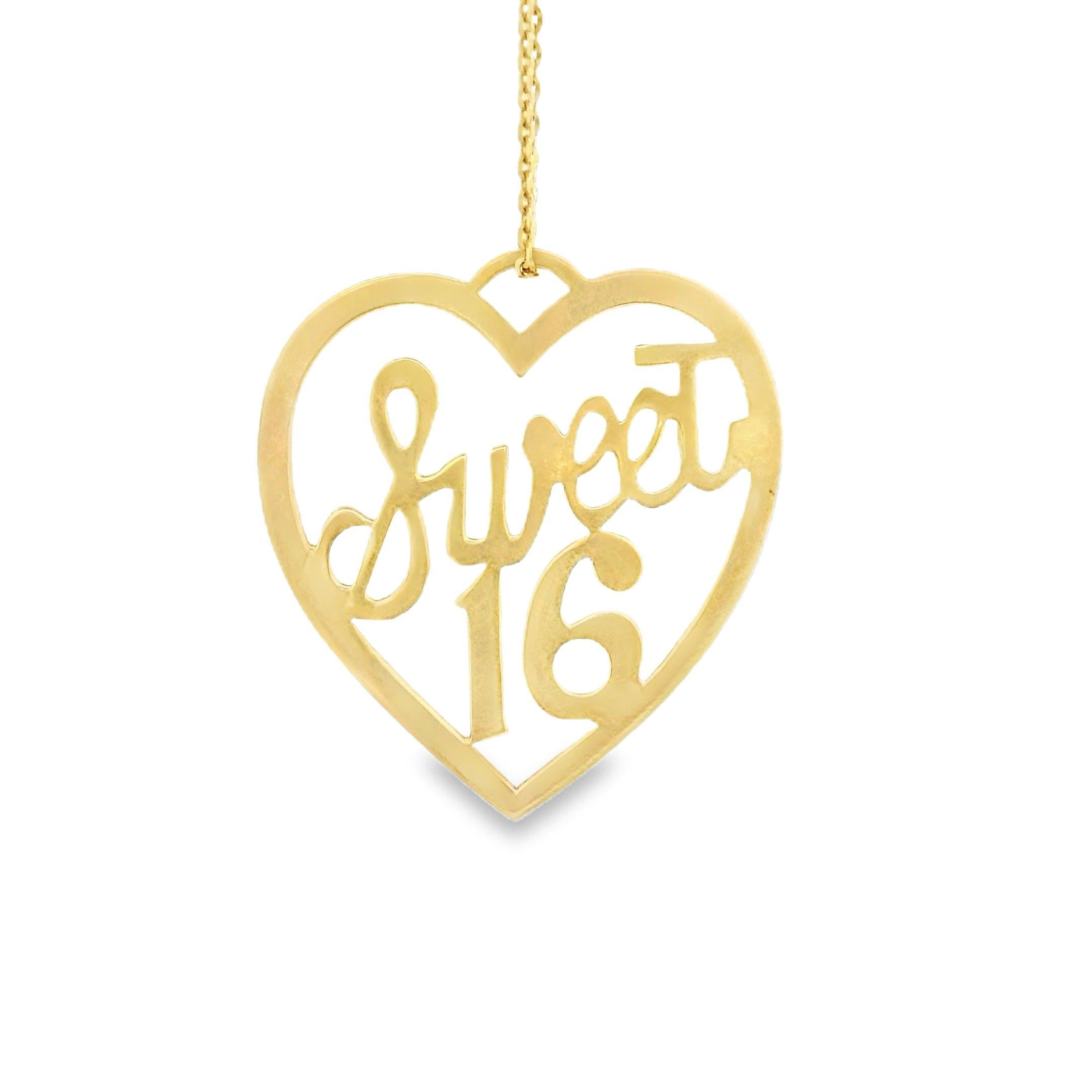 Vintage 14K Gold Sweet 16 Heart Pendant