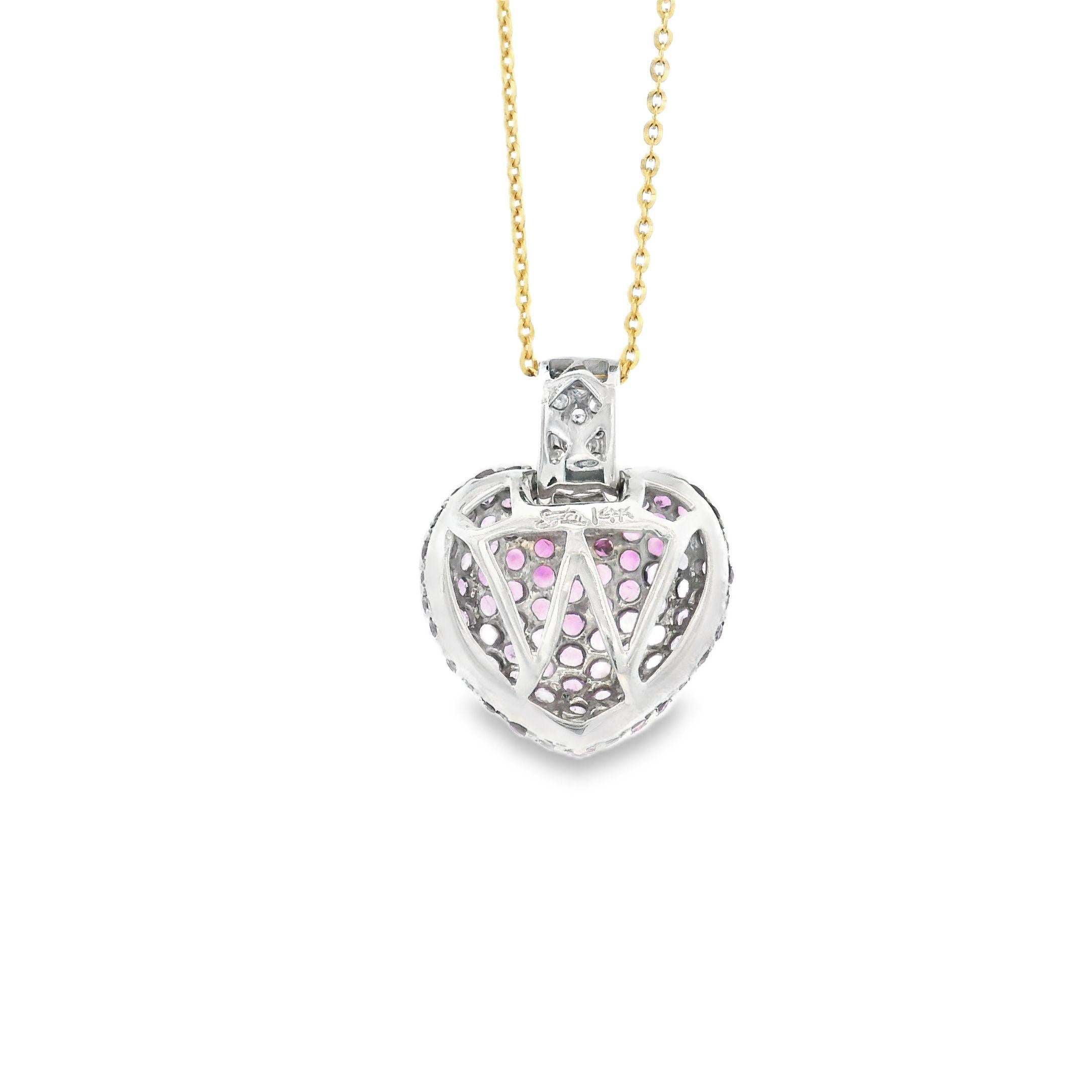 Vintage Diamond, Ruby and Pink Sapphire Ombre Heart Charm