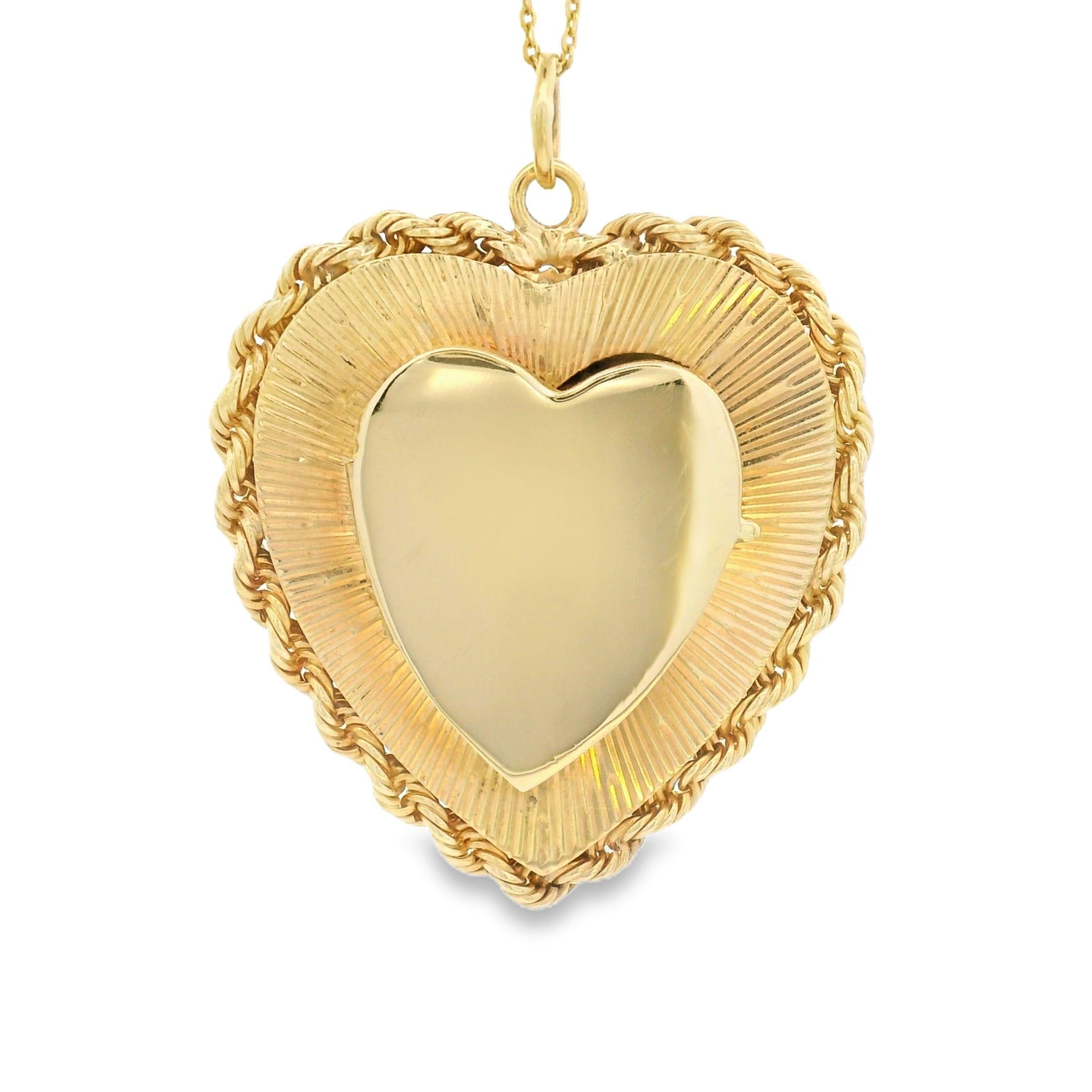 Vintage Engine Turned Heart 14k Gold Locket