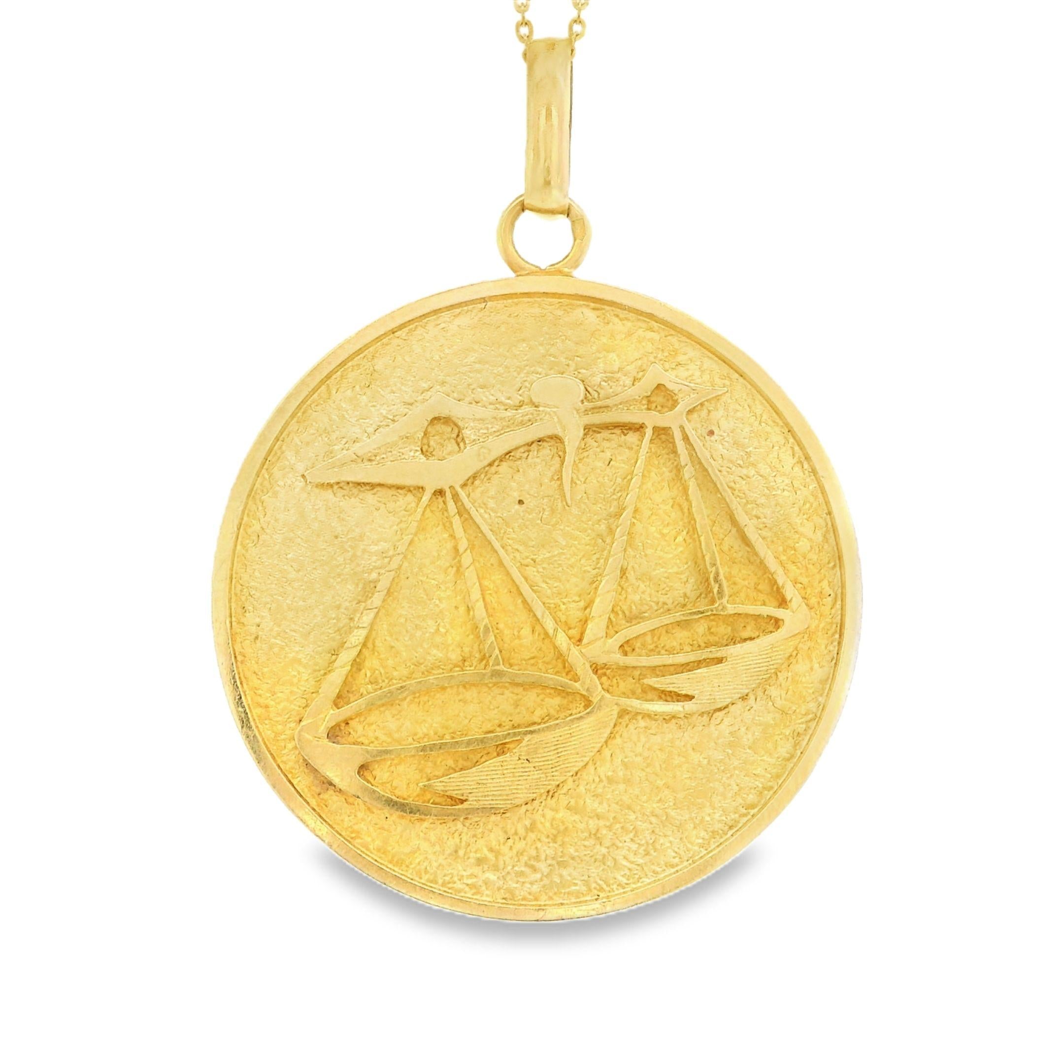 Vintage Zodiac Libra 18k Gold Charm