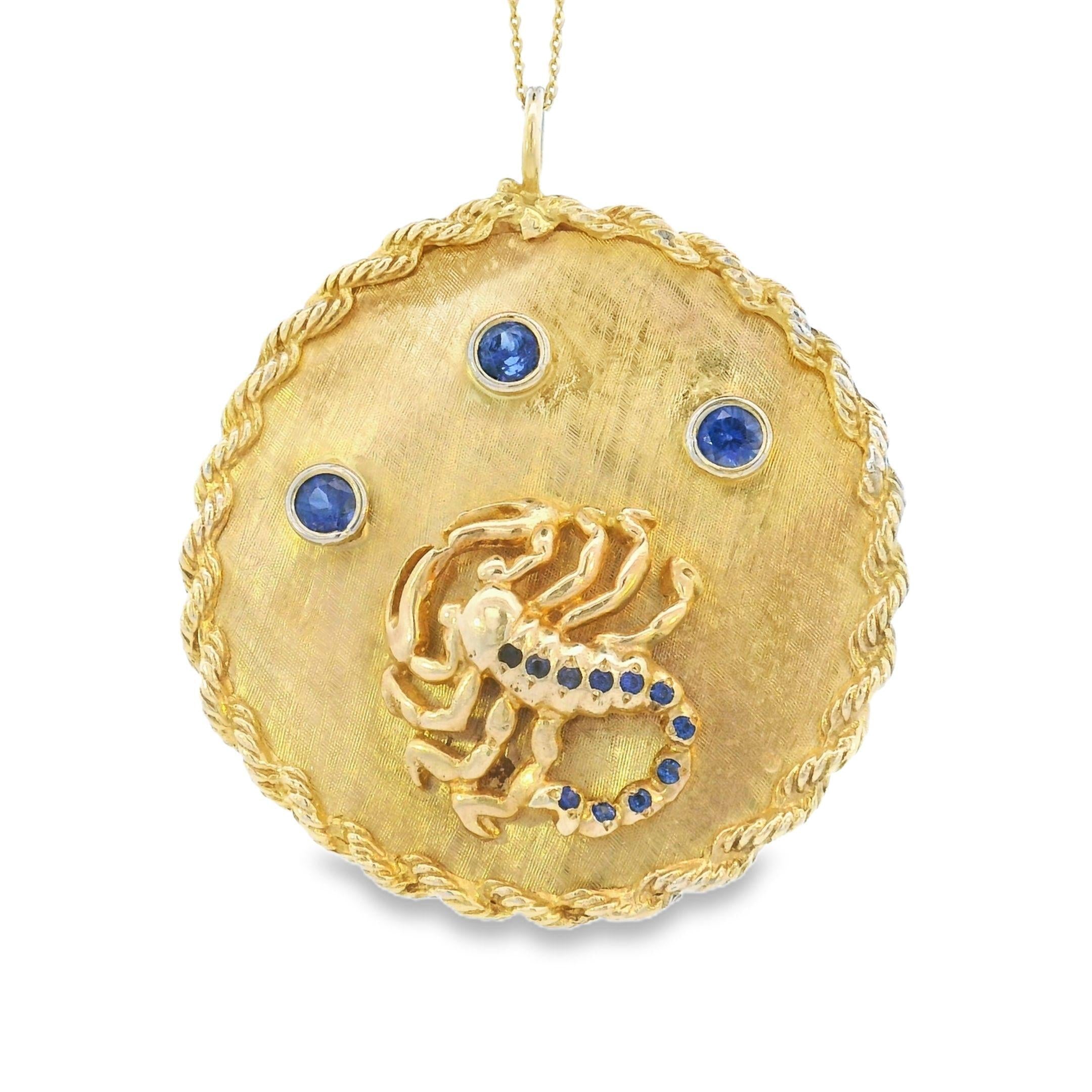 Vintage Scorpio Zodiac w/Blue Sapphire 14k Gold Charm