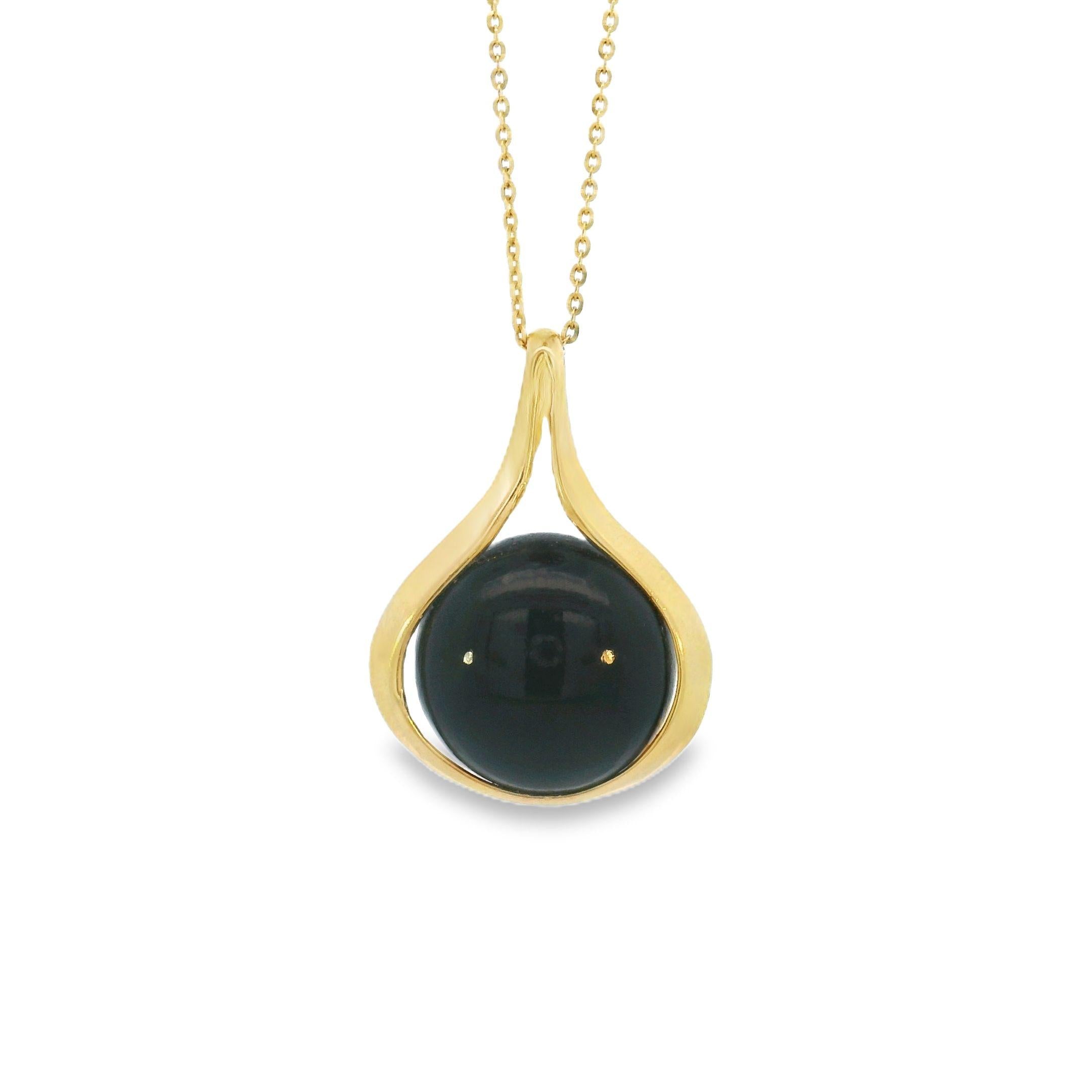 Vintage Black Stone 14k Gold Charm