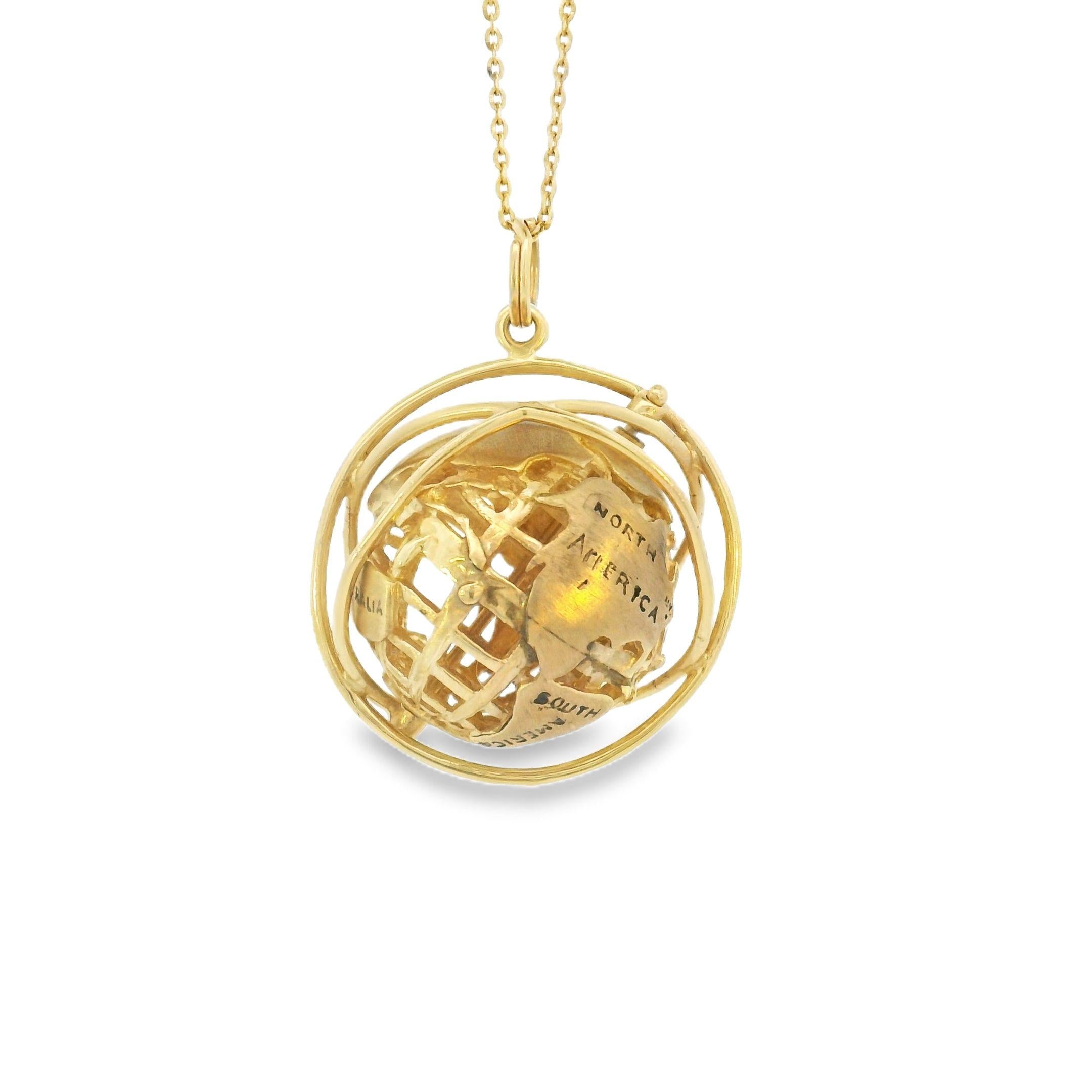 Vintage Rotating Globe 14K Gold Charm