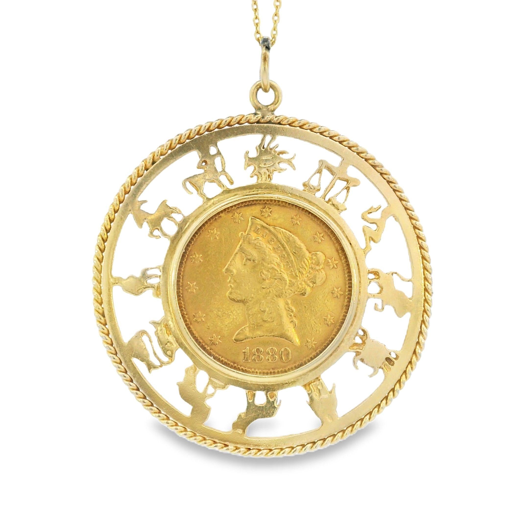 Vintage Zodiac Calendar 22k Gold Charm