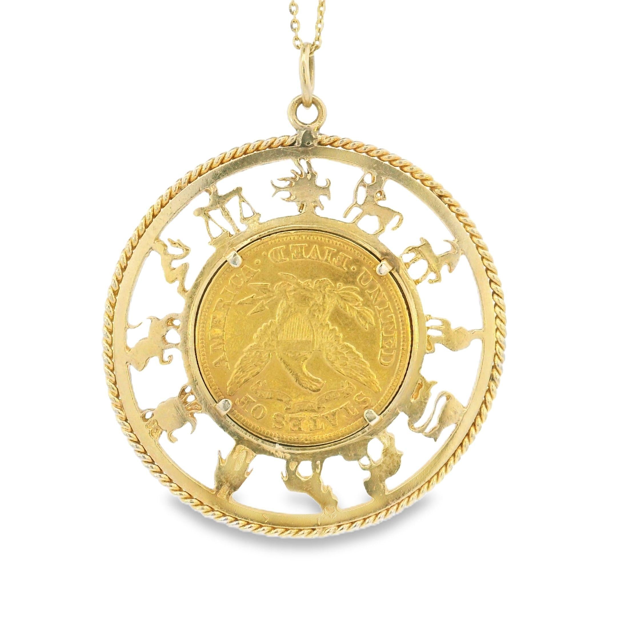 Vintage Zodiac Calendar 22k Gold Charm