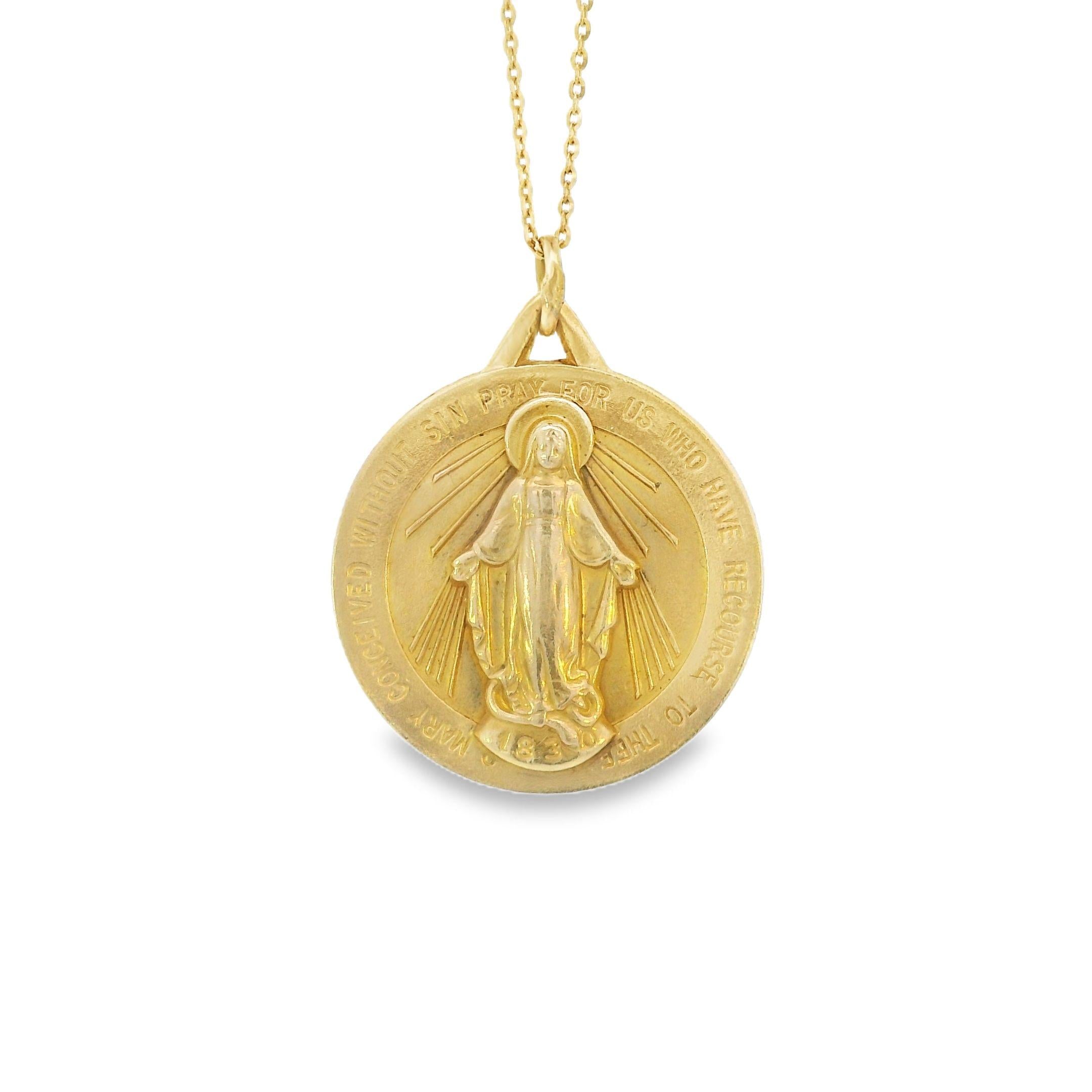 Vintage 14k Gold Miraculous Medal Charm