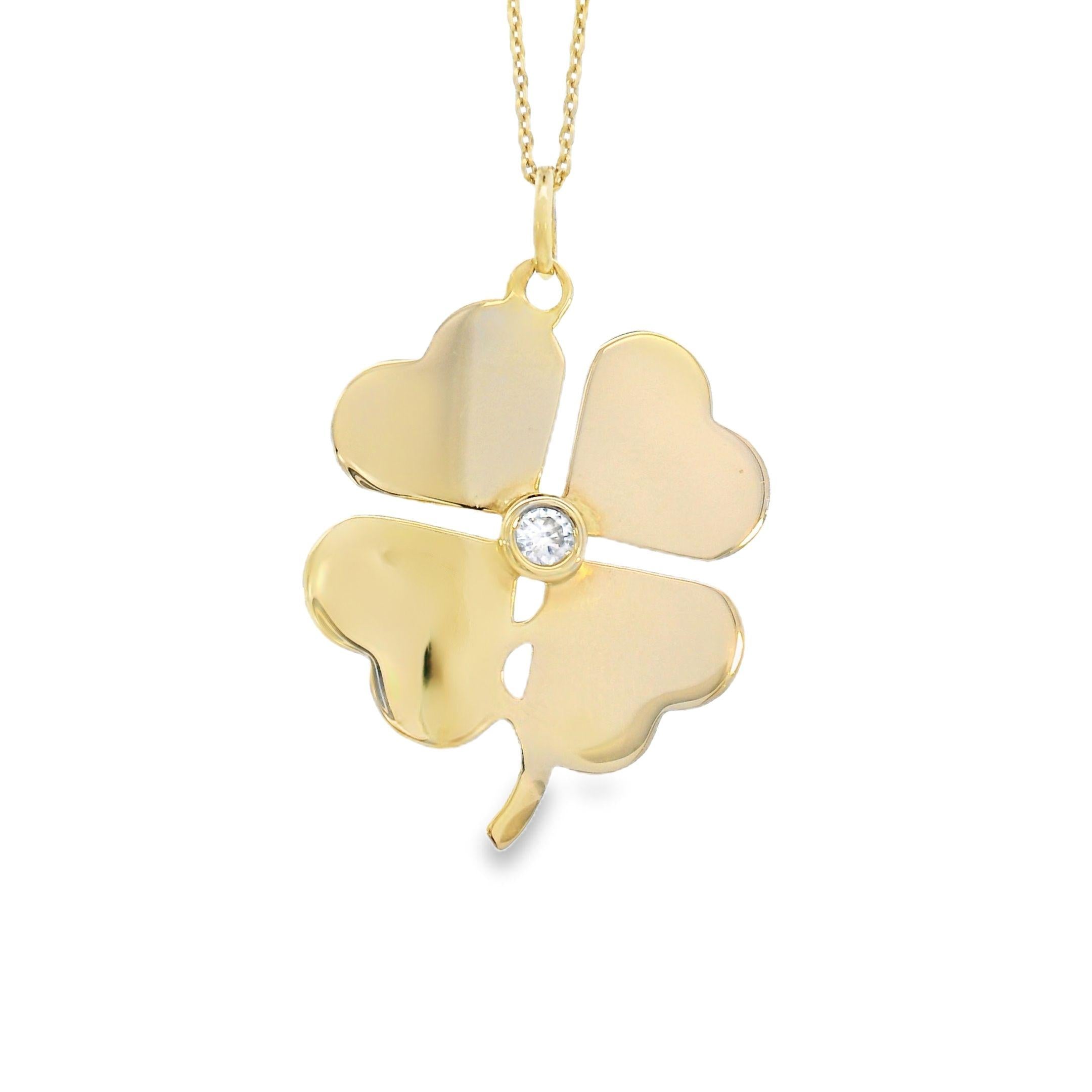 Vintage Diamond Clover 14k Gold Charm