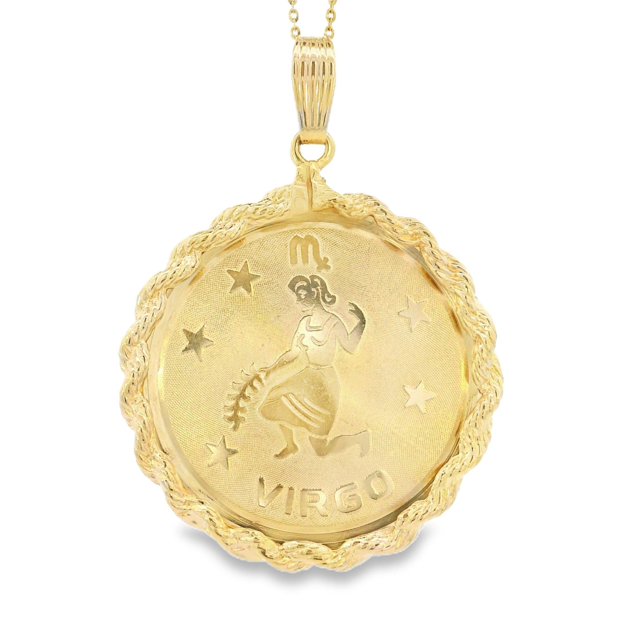 Vintage Zodiac Virgo Large 14k Gold Charm