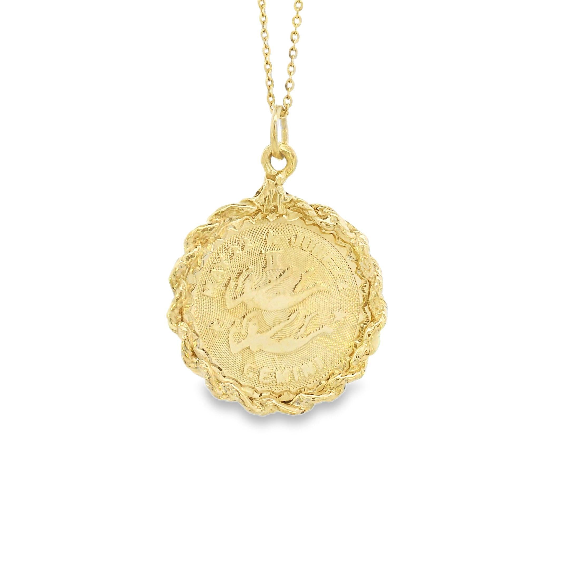 Vintage Zodiac Gemini 14k Gold Charm