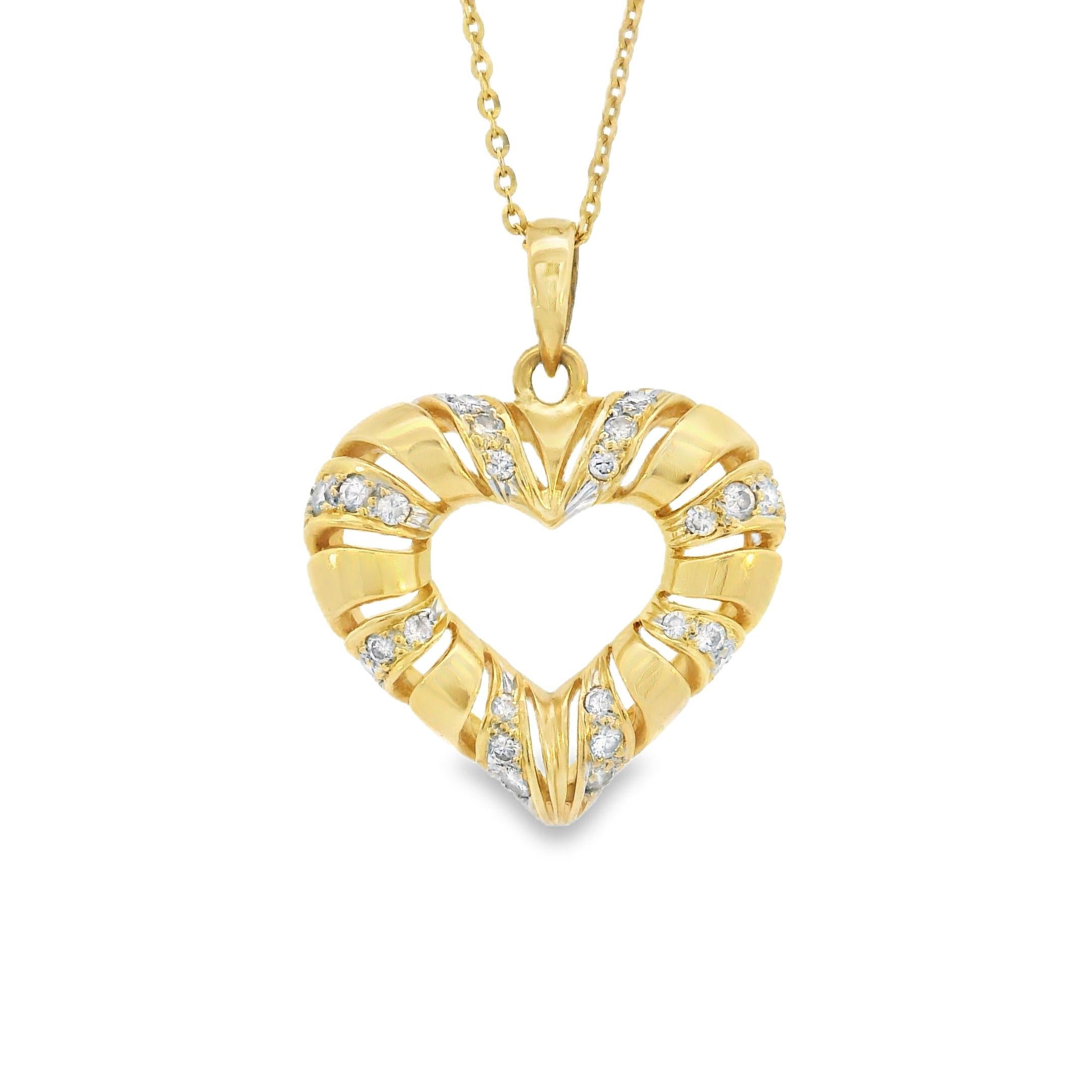 Vintage Diamond Heart 14k Gold Charm