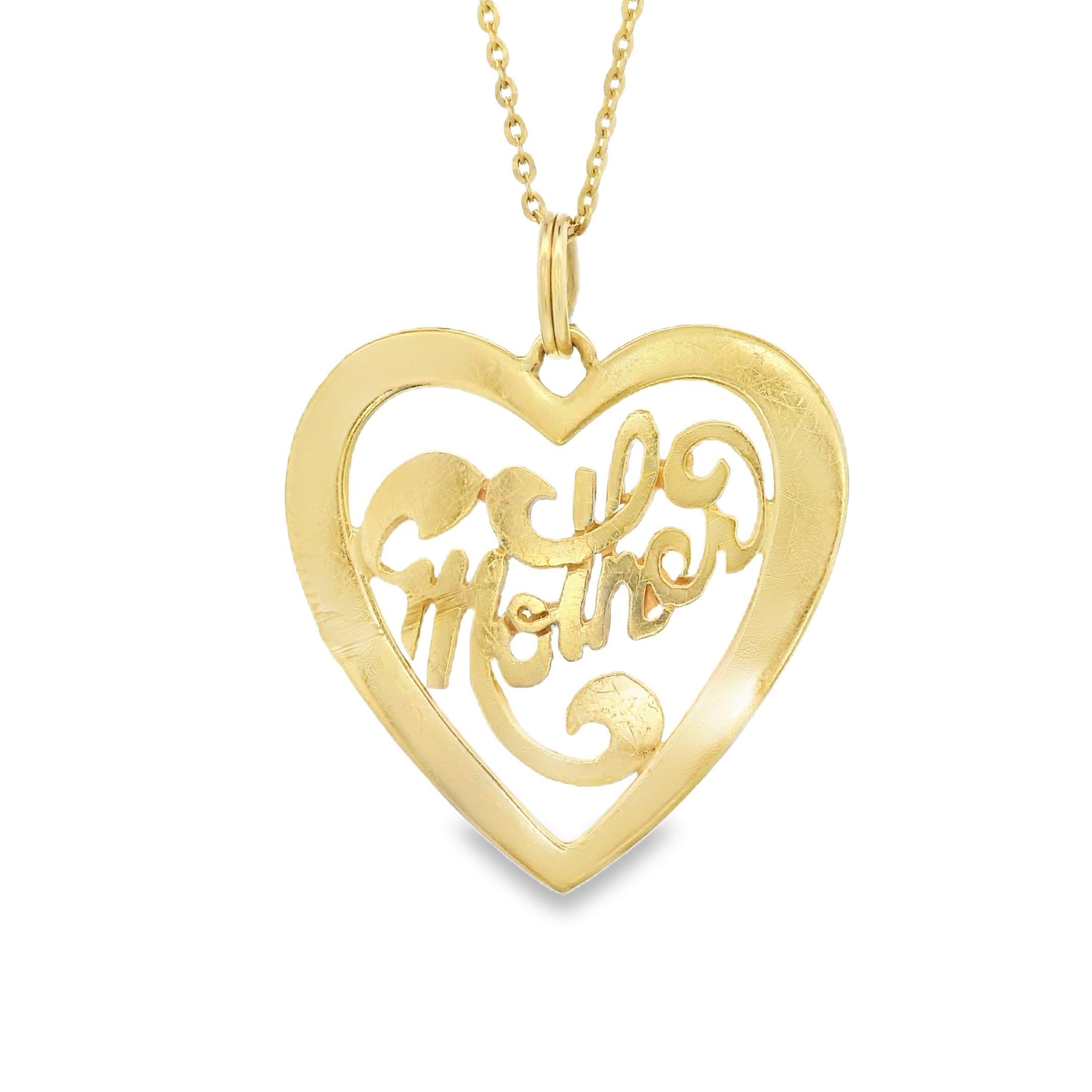 Vintage "Mother" Heart 14k Gold Charm