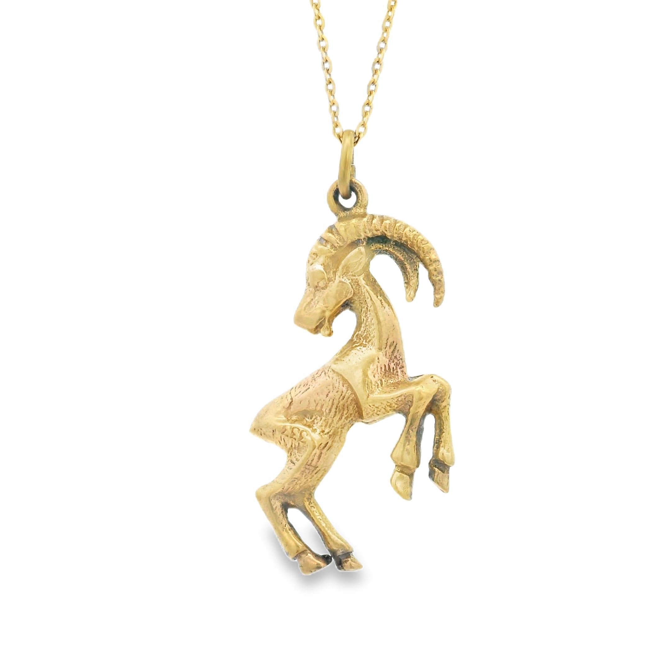 Vintage Capricorn Zodiac 14k Gold Charm