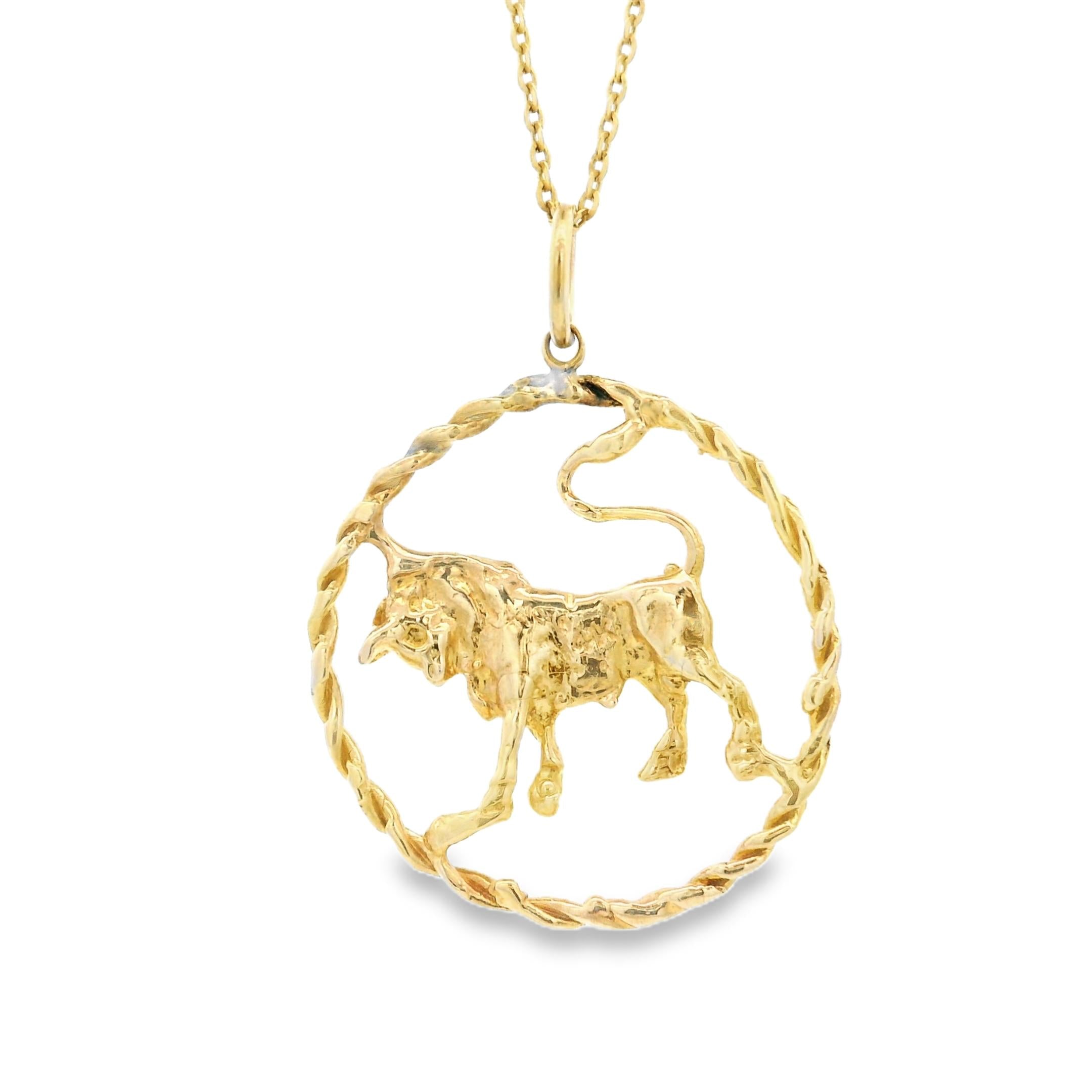 Vintage Taurus Zodiac 14k Gold Charm