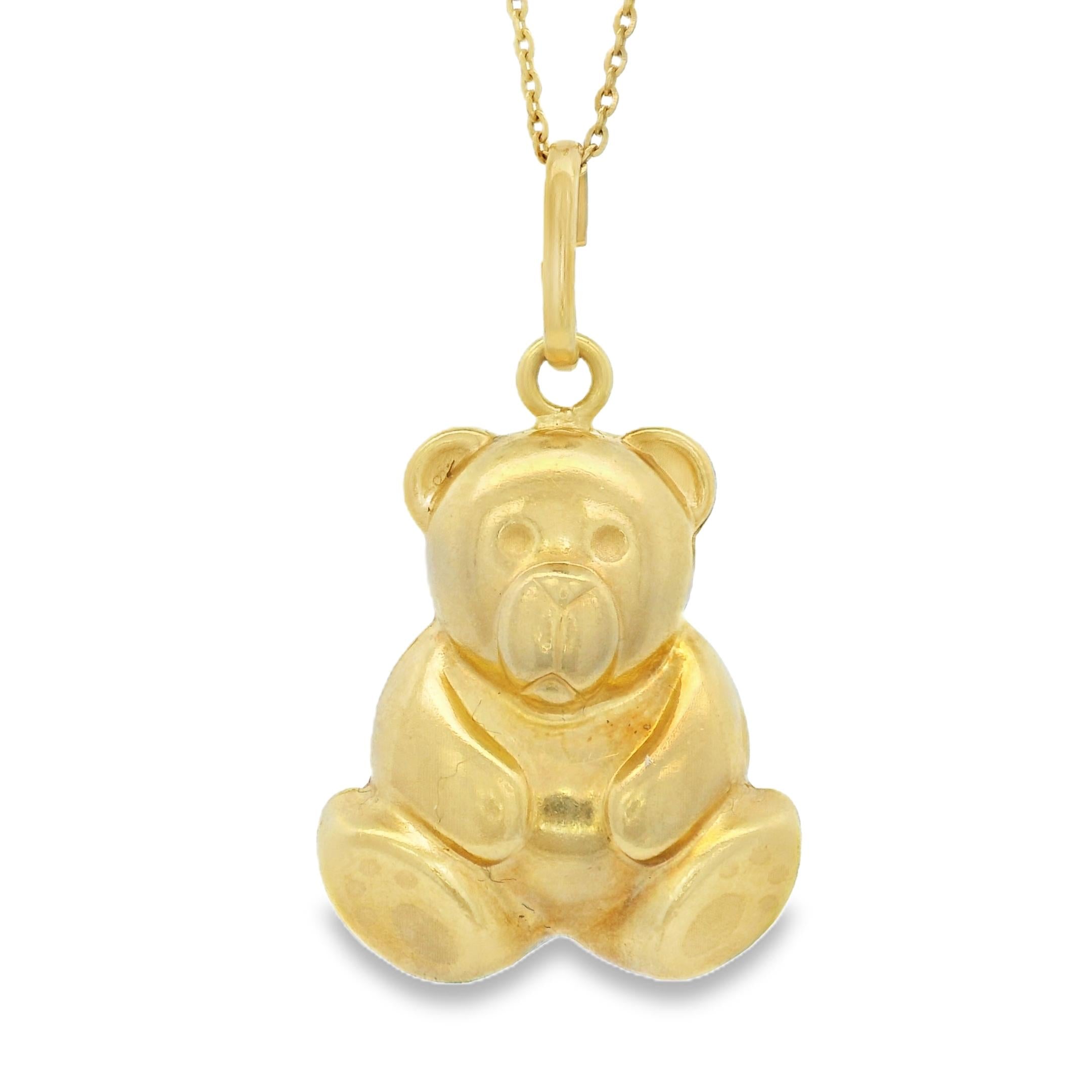 Vintage Puffy Teddy Bear 14k Gold Charm