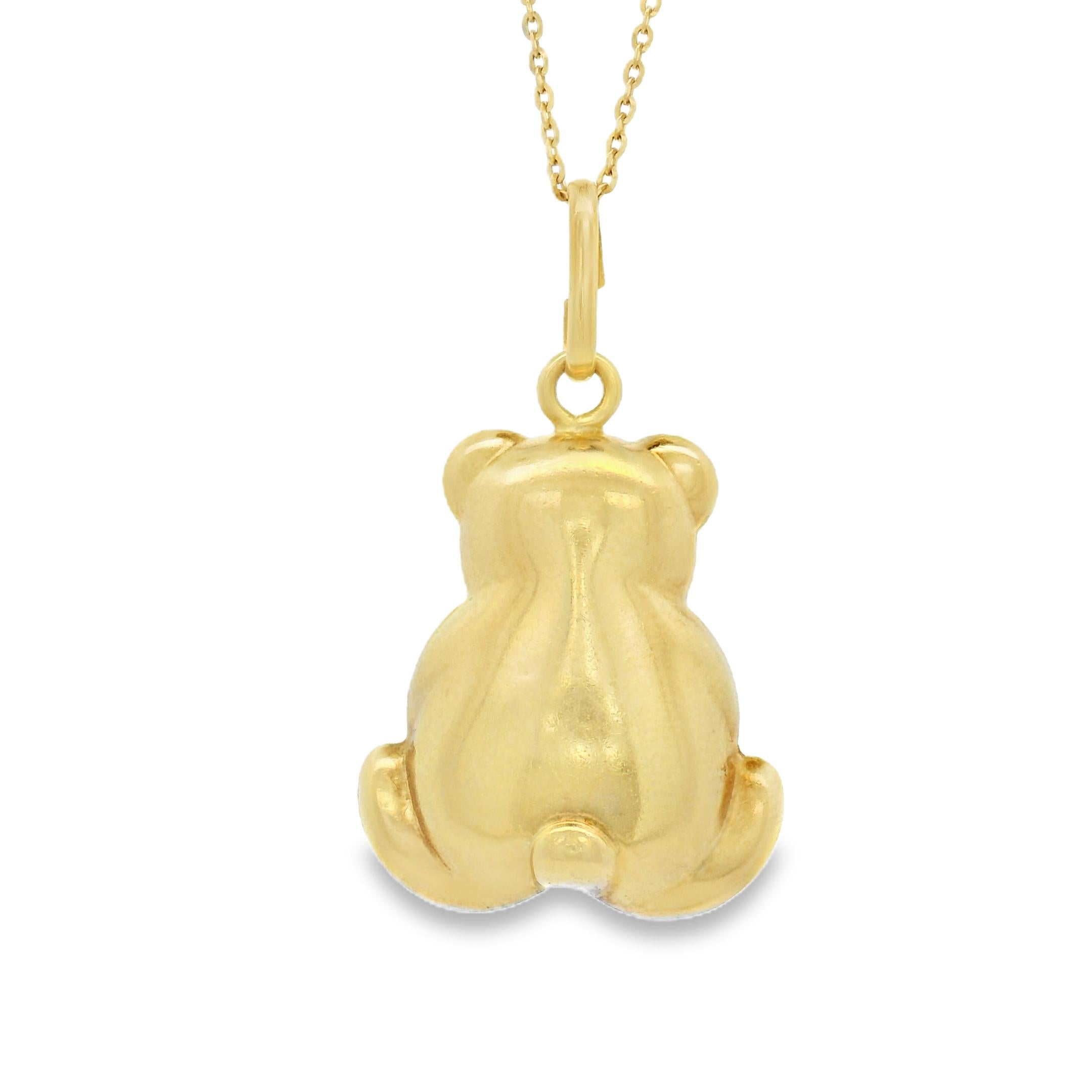 Vintage Puffy Teddy Bear 14k Gold Charm