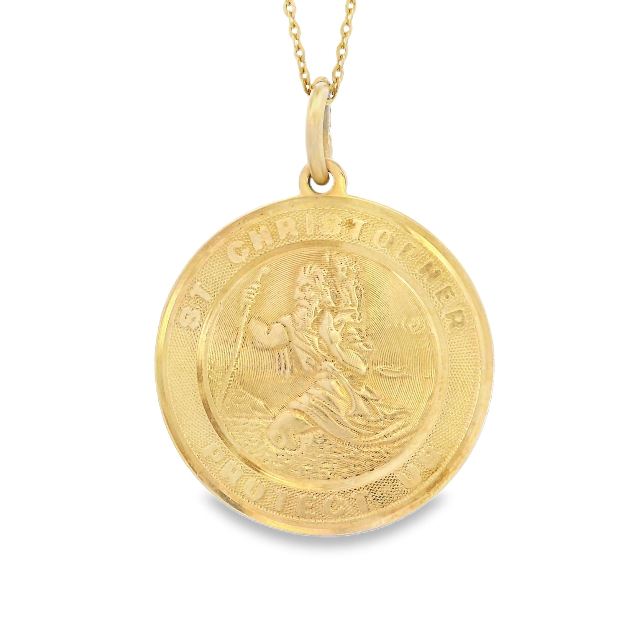 Vintage St. Christopher Protect Us 14k Gold Charm