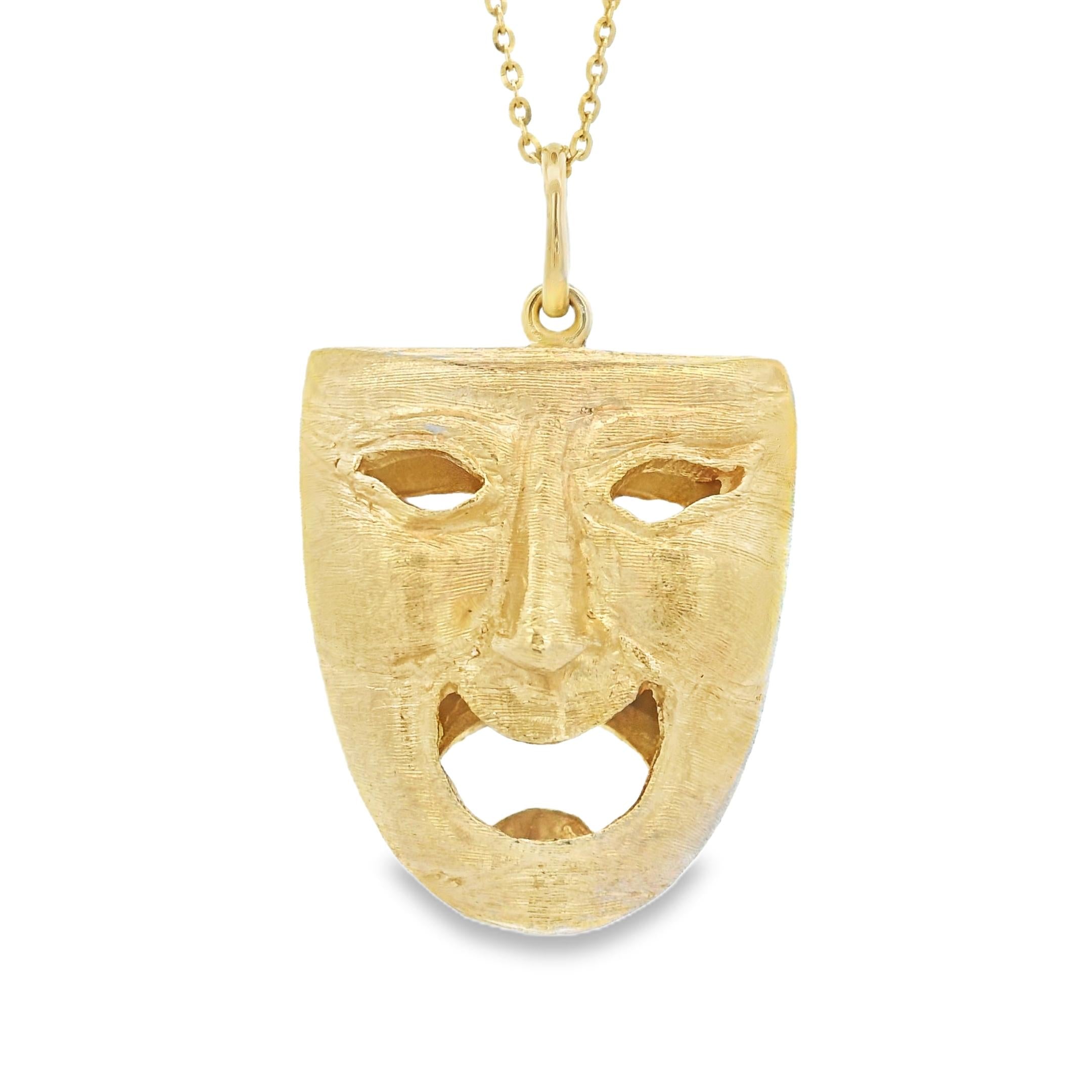 Vintage Comedy and Tragedy Masks 14k Gold Charm