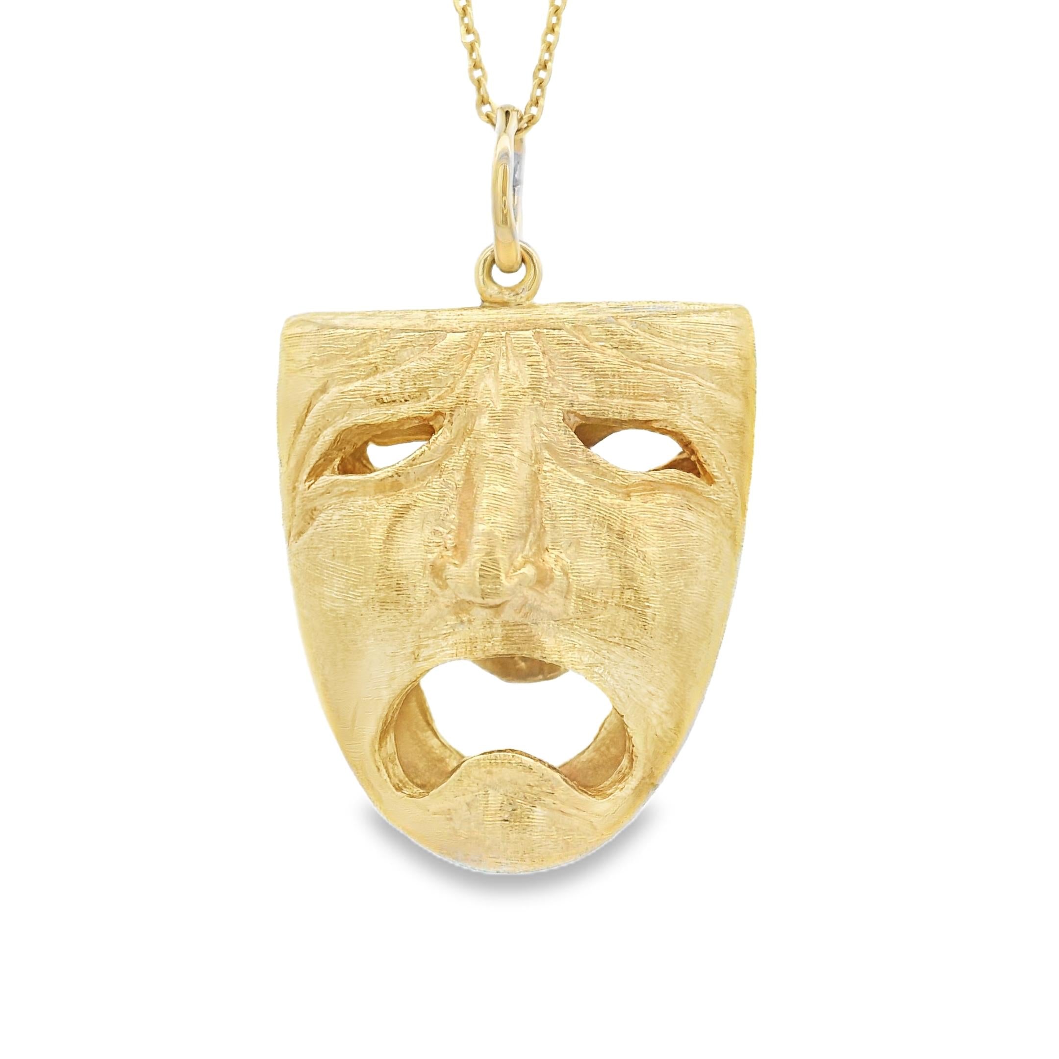 Vintage Comedy and Tragedy Masks 14k Gold Charm