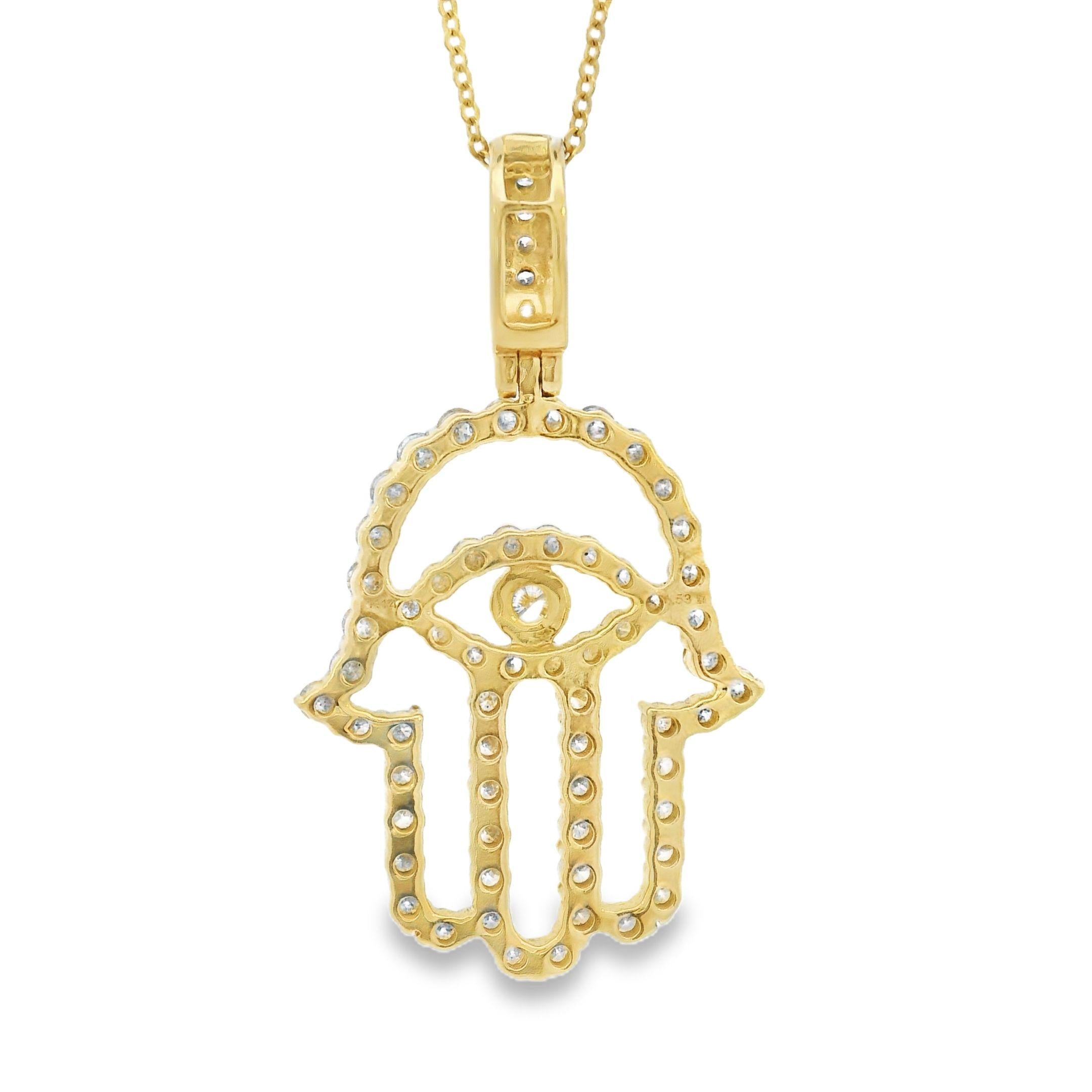 Vintage Diamond 14k Gold Hamsa Charm