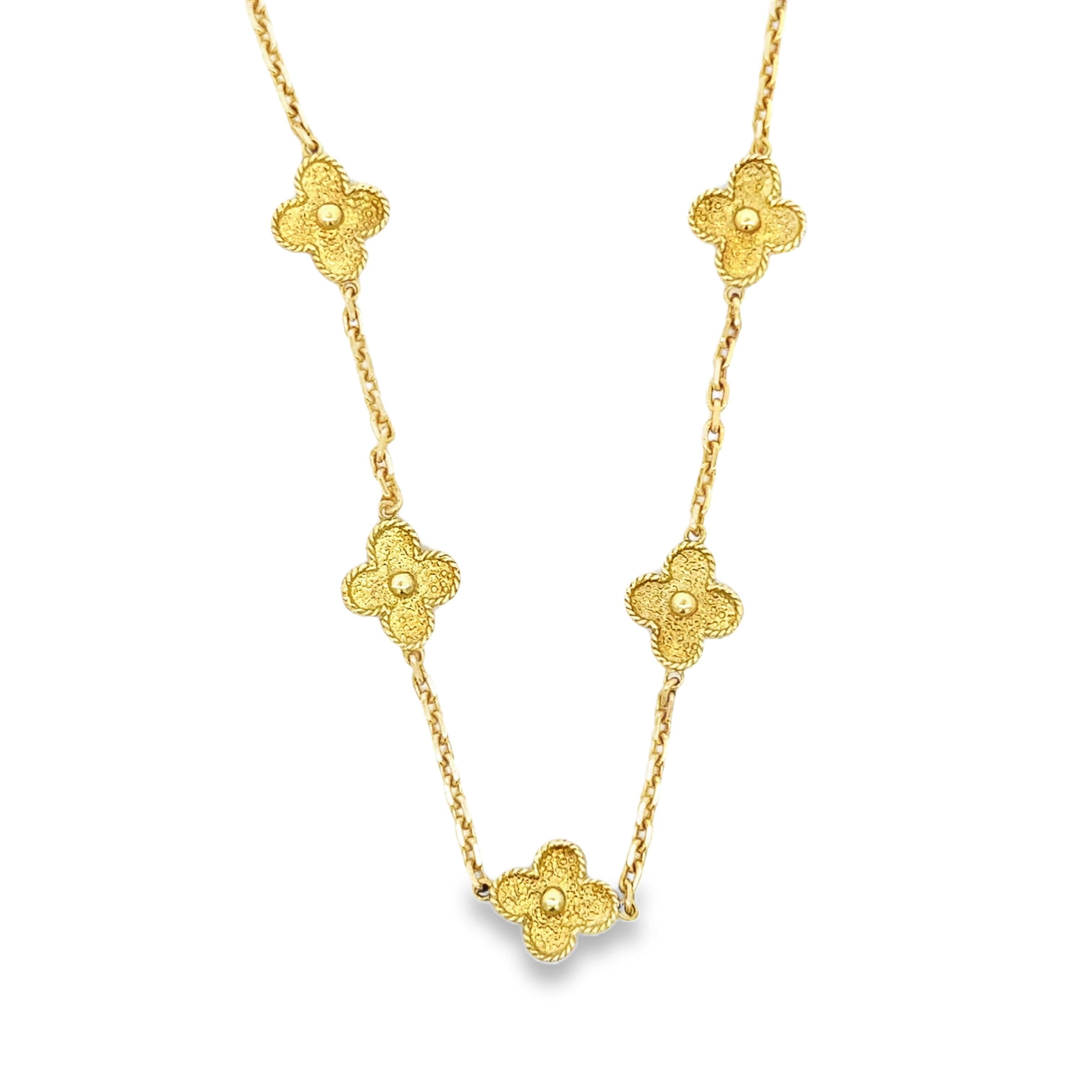 Vintage 18K Yellow Gold Flora Necklace