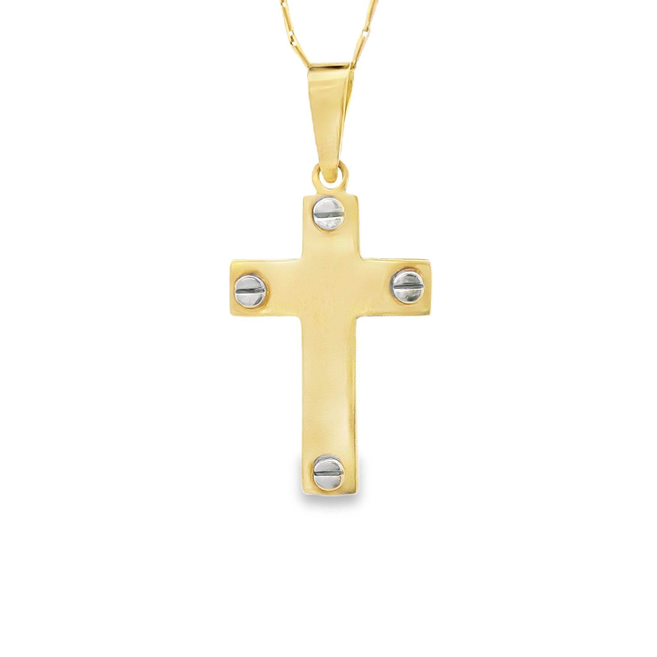 Vintage 18K White and Yellow 18Gold Cross Charm