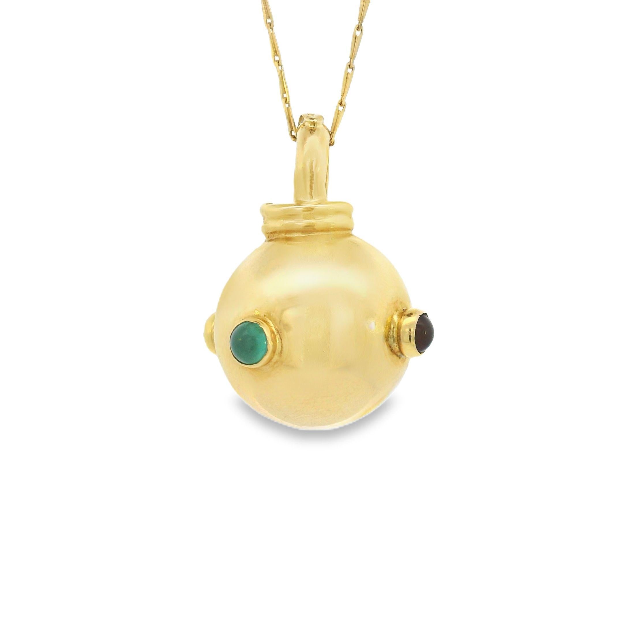 18k Yellow Gold Gemstone Vintage Sputnik Charm