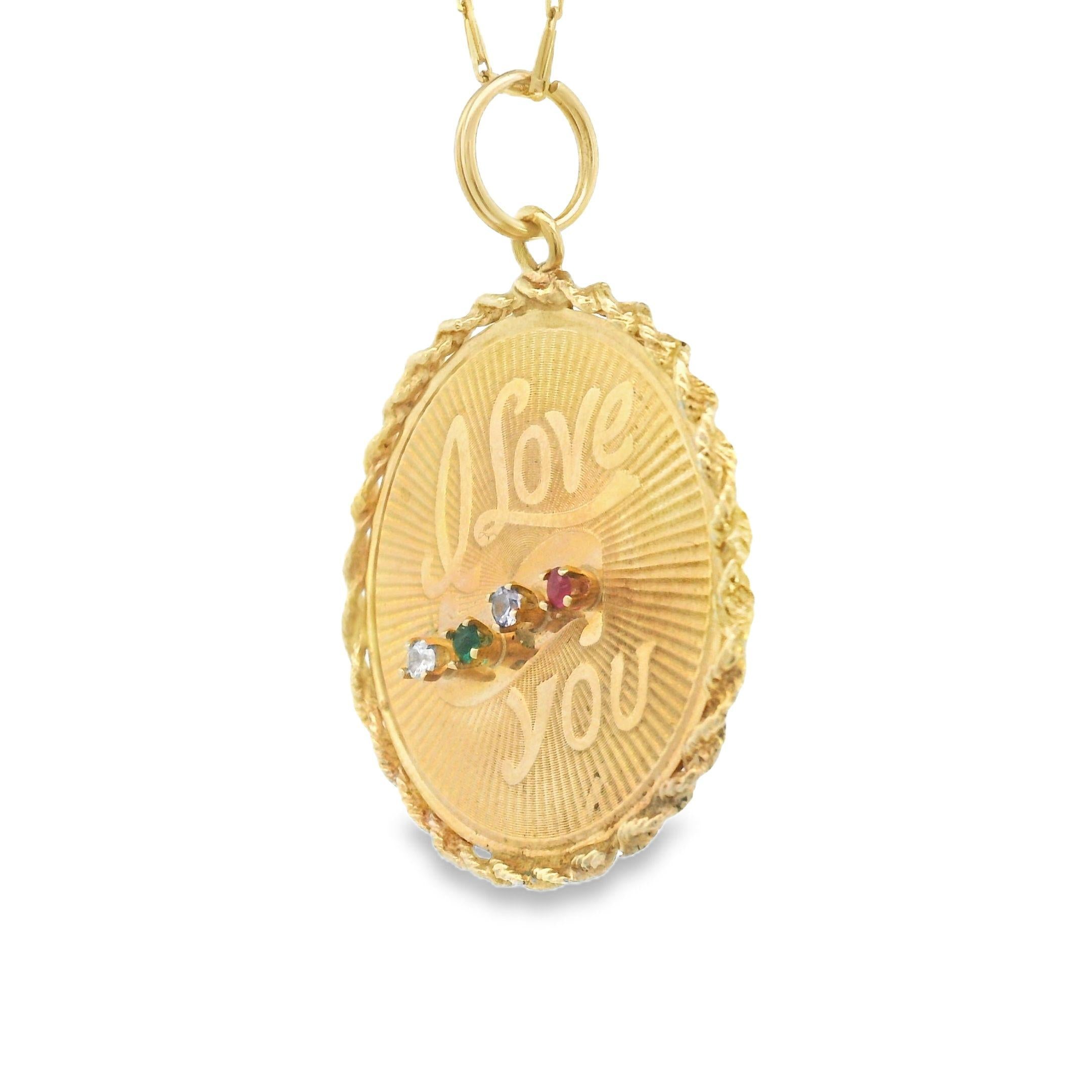 14k Yellow Gold Vintage  'I Love You' Charm