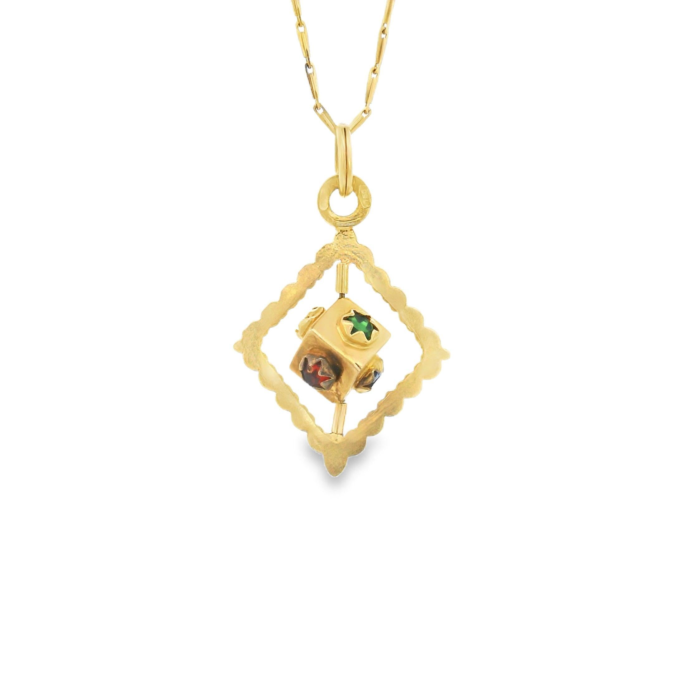 Vintage 14K Moveable Cube Gold Charm