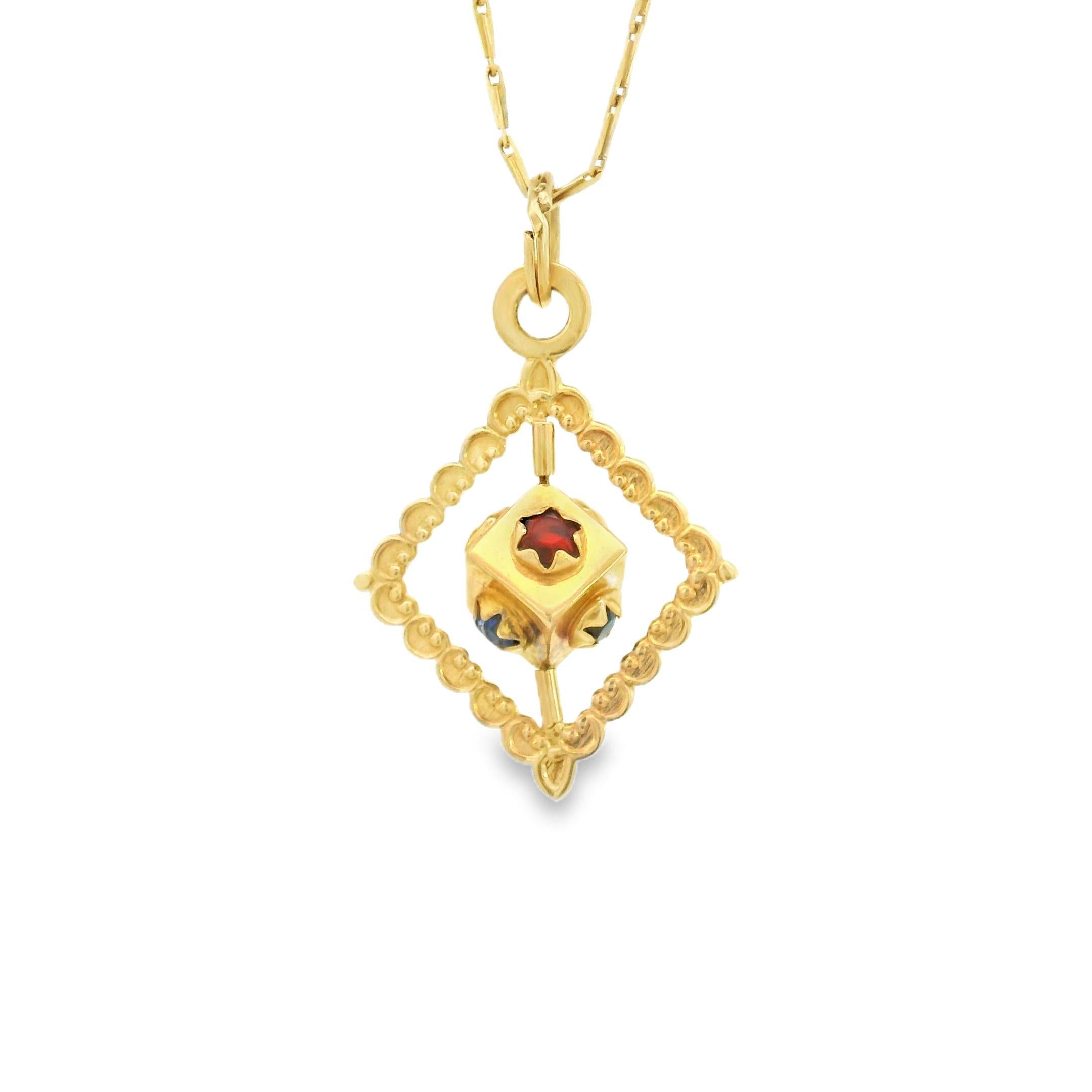 Vintage 14K Moveable Cube Gold Charm