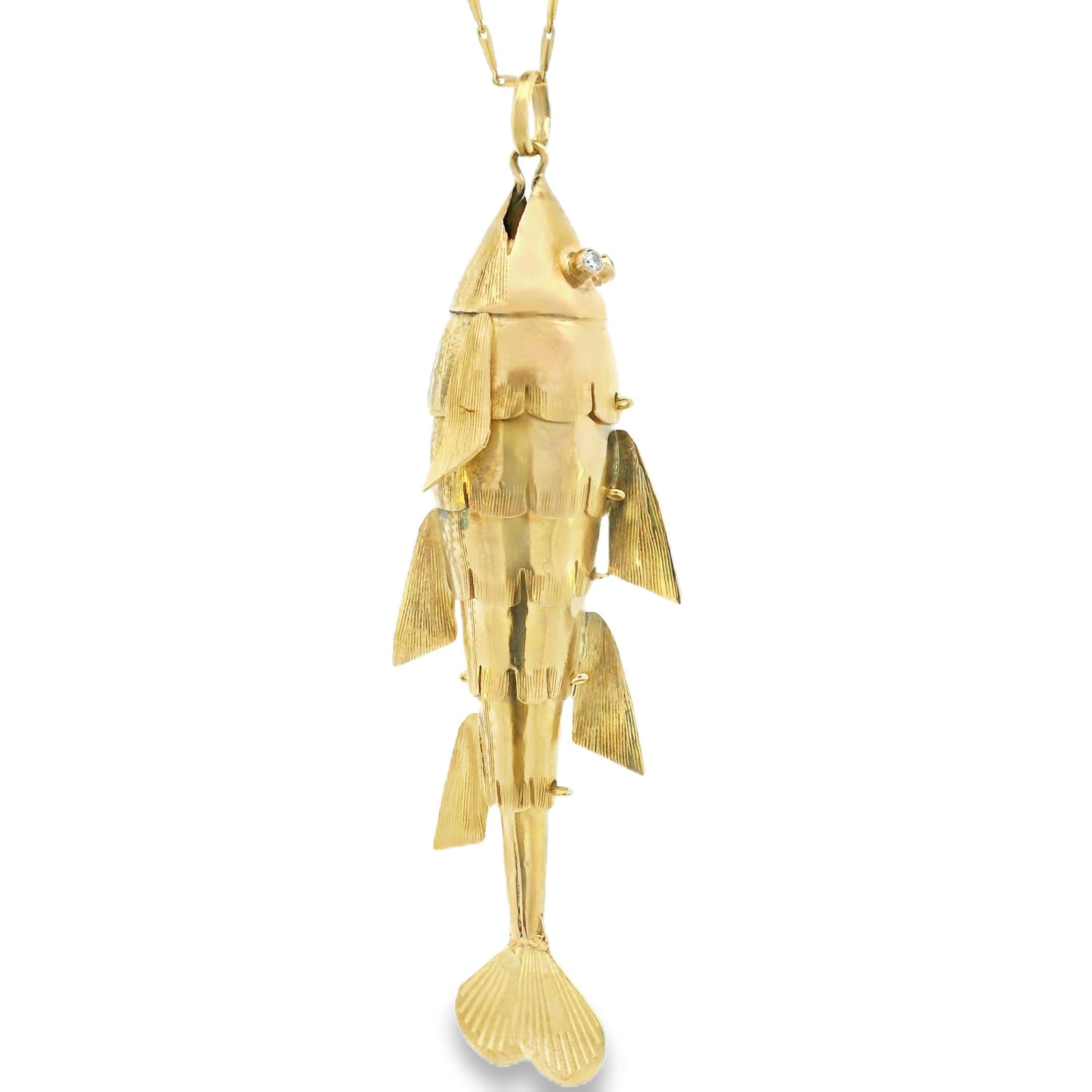 Vintage 14K Gold Articulated Fish Charm