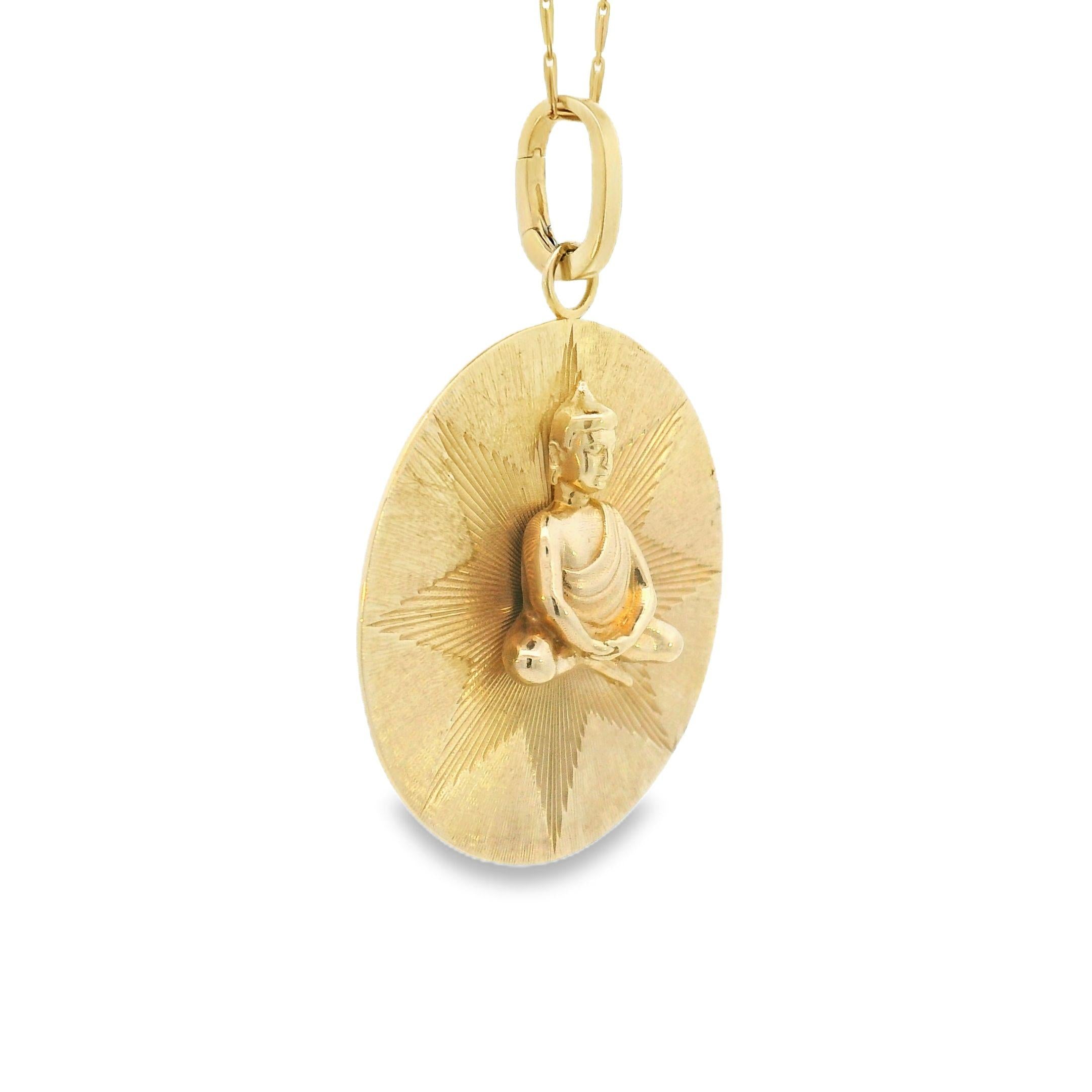 Vintage Inspired XL Engine Turned Buddha 14k Gold Charm