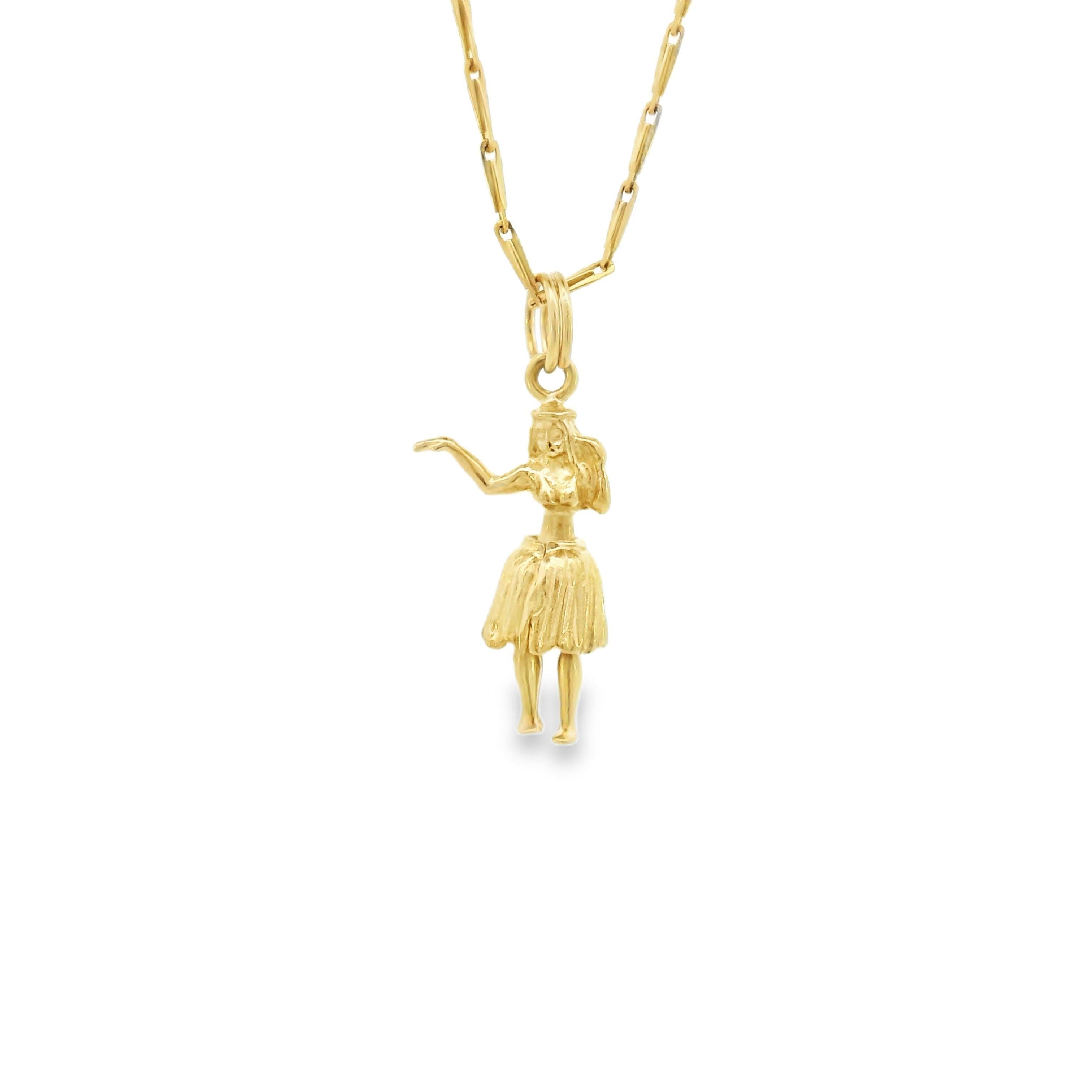 Vintage 14K Gold Hula Girl Charm