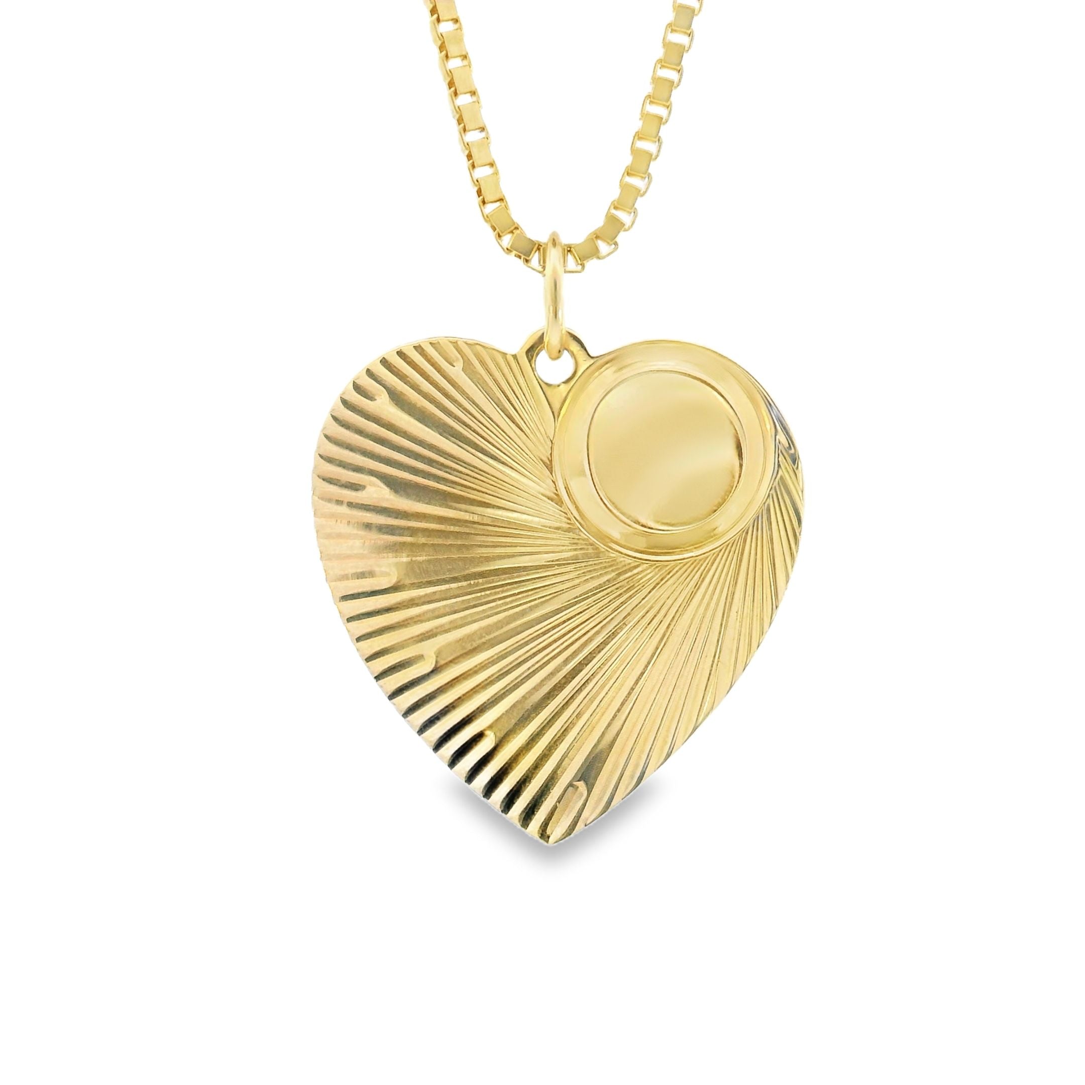 Vintage Engine-Turned Heart 14k Gold Charm