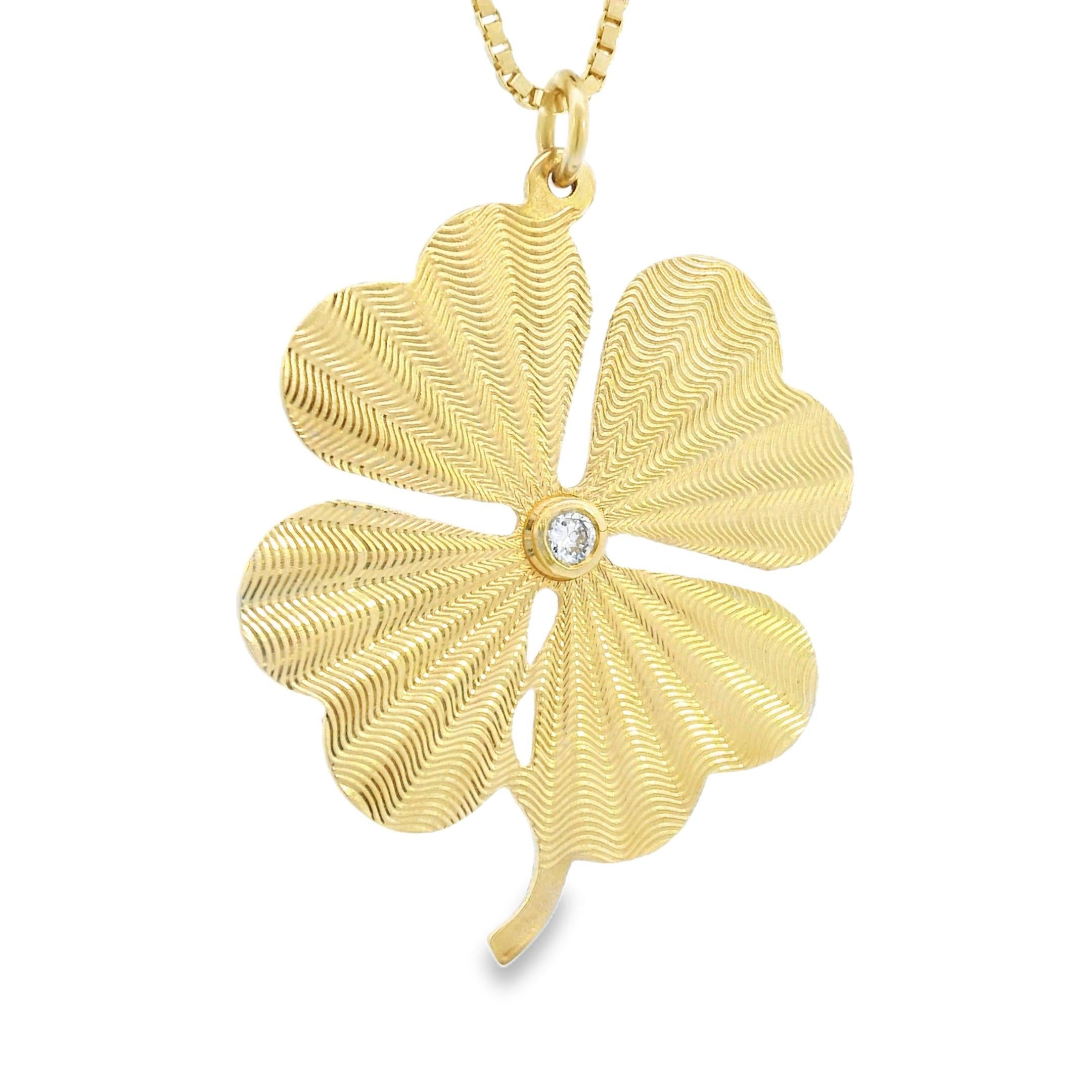 14k Yellow Gold Vintage Diamond Clover