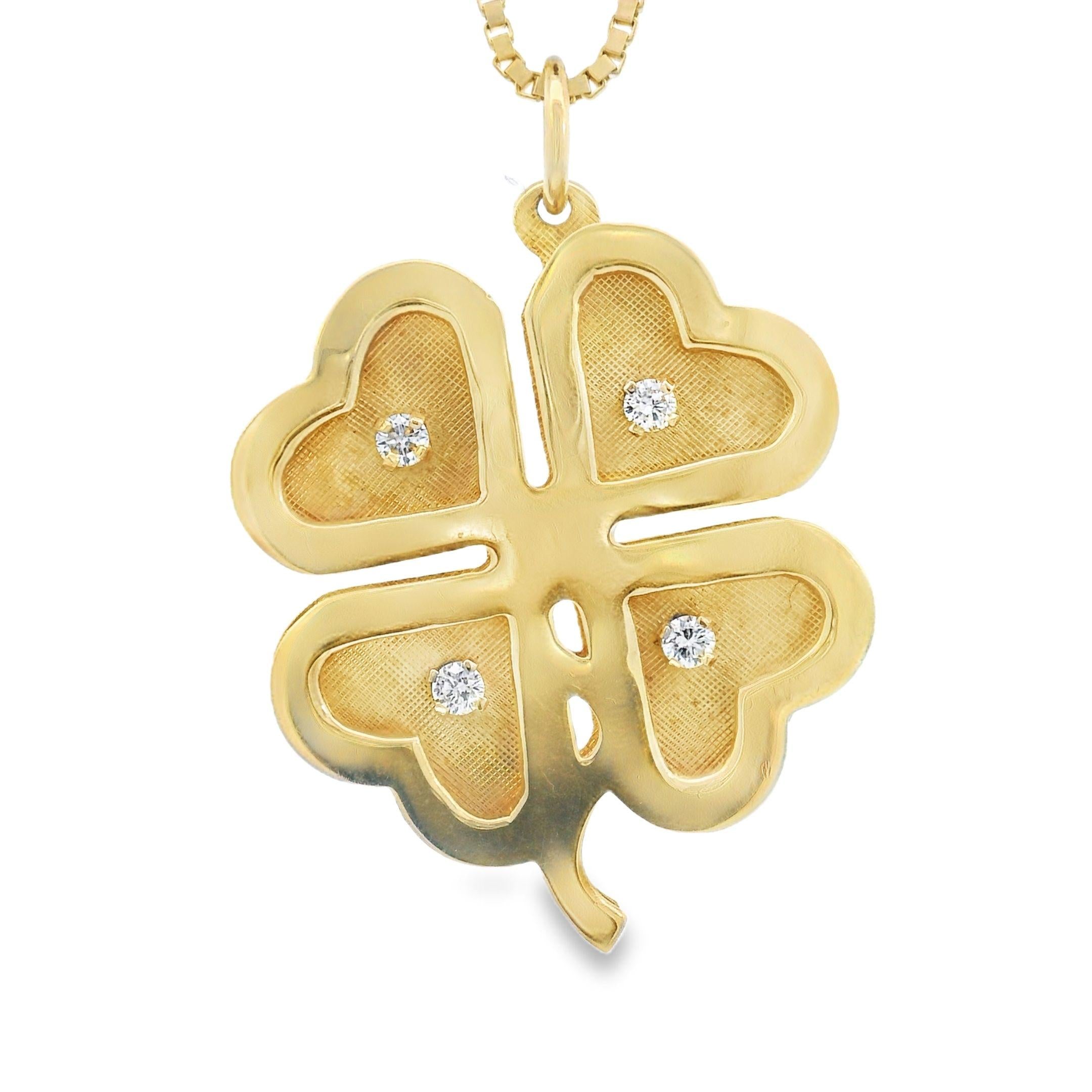 14K Yellow Gold Diamonds Clover Charm