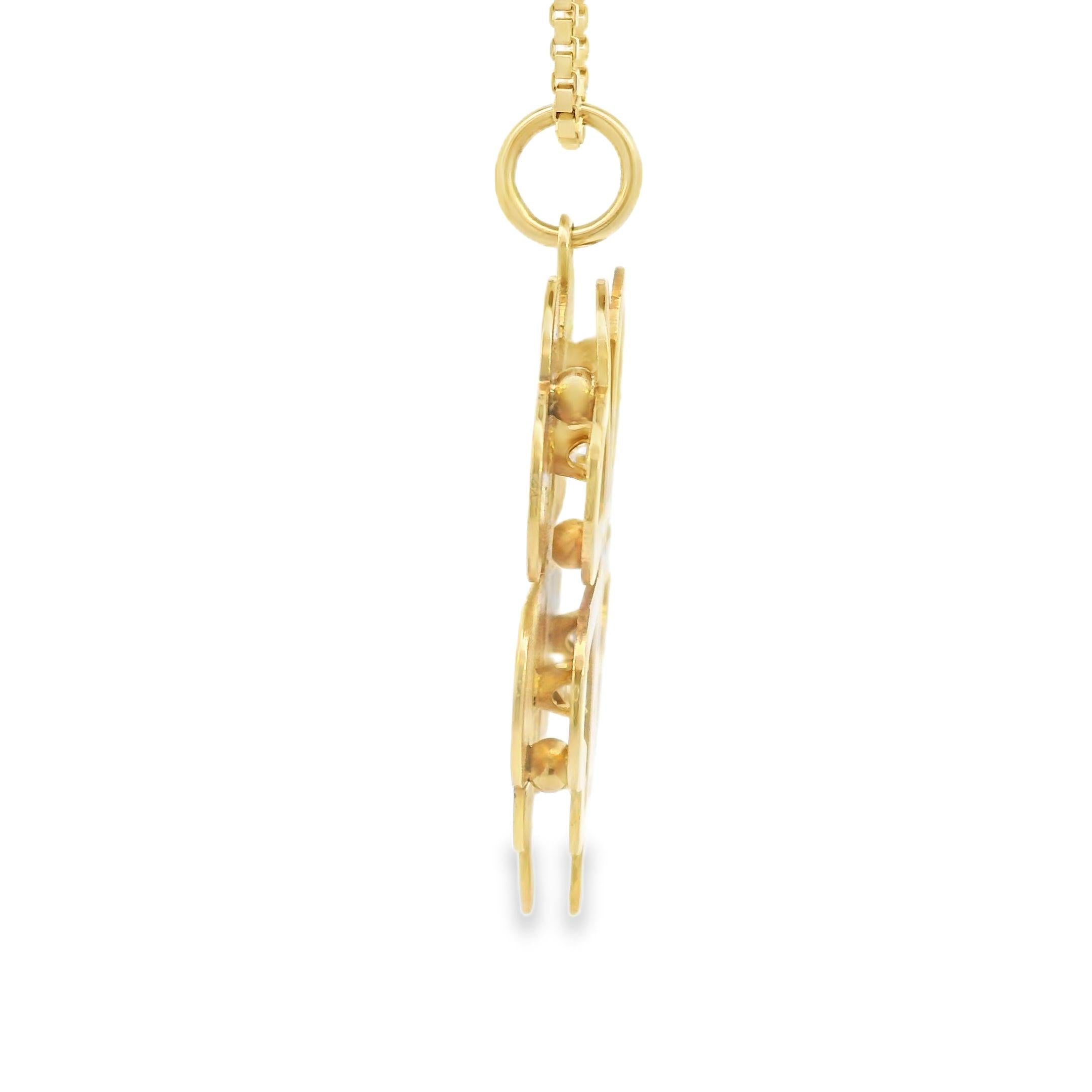 14K Yellow Gold Diamonds Clover Charm