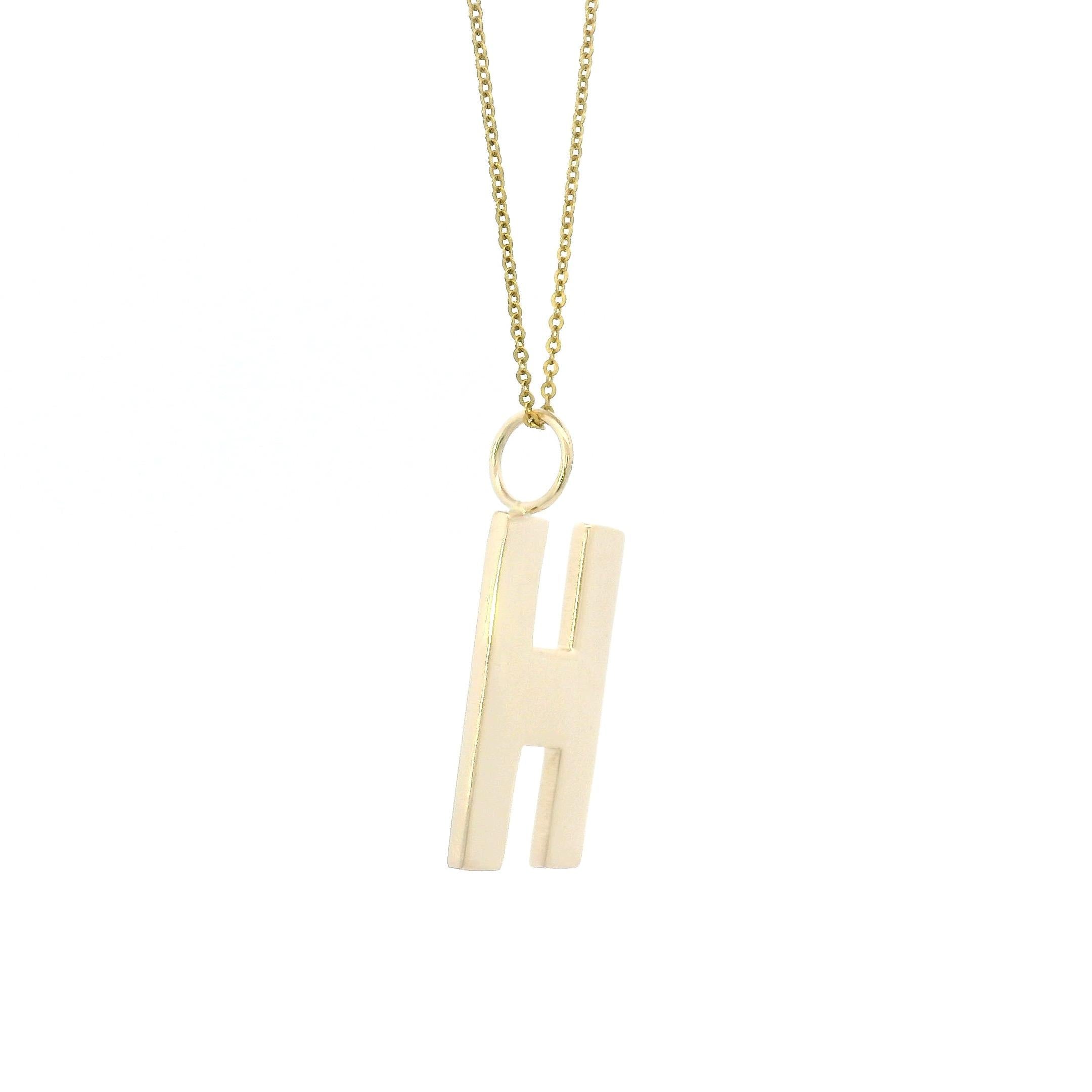 14k Yellow Gold Vintage "H" Charm