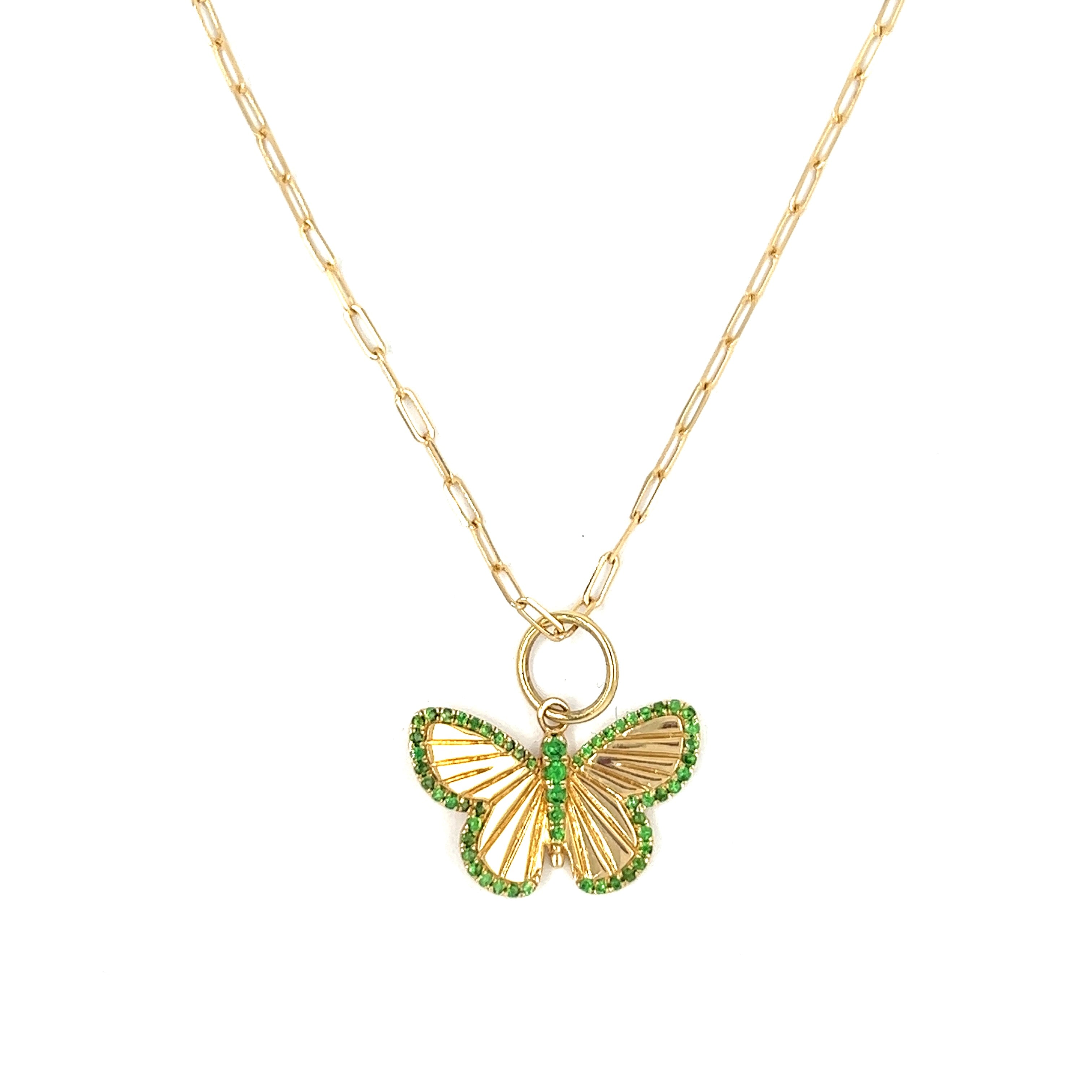 Edelstein Schmetterling 14k Gold Halskette