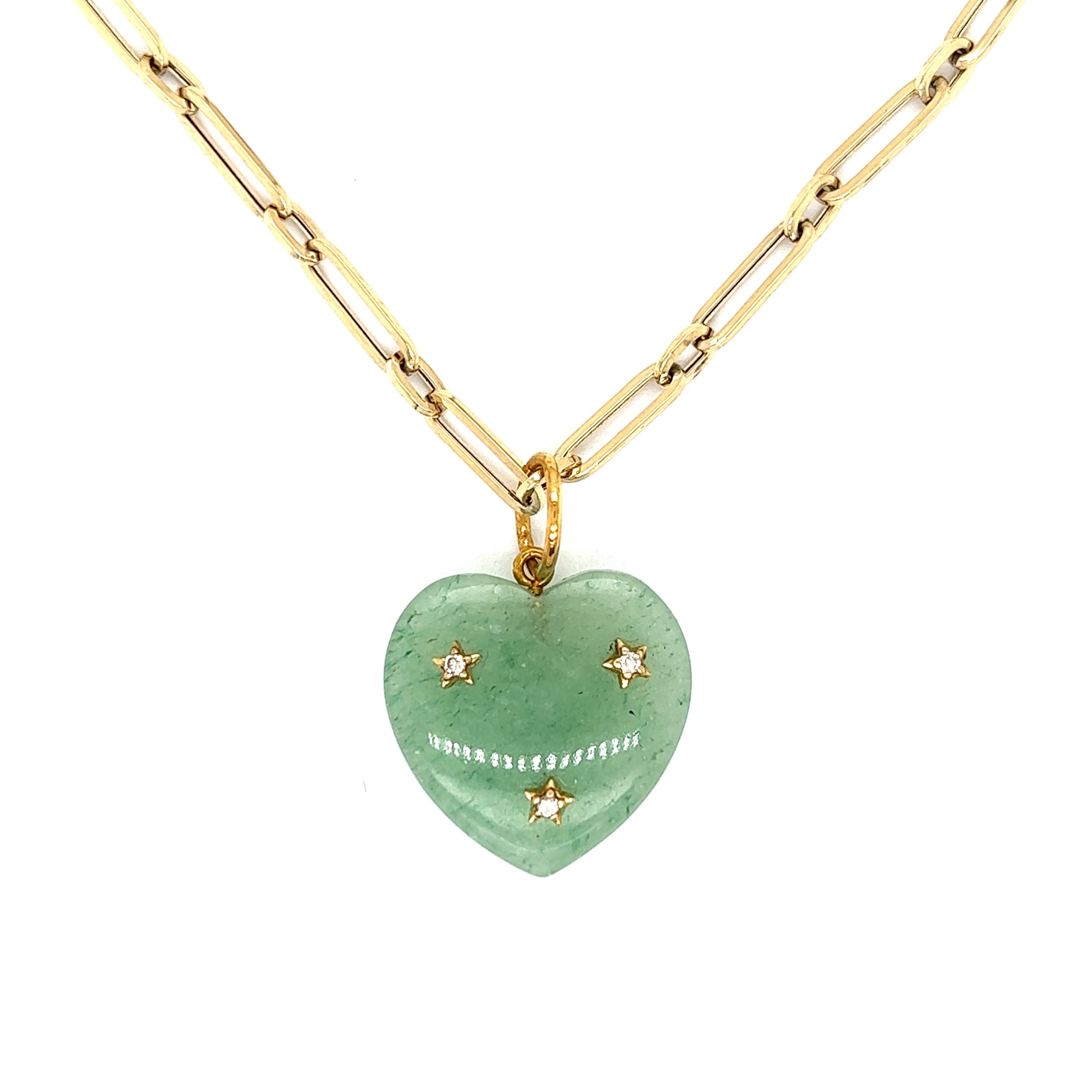 Collar de oro de 14 k con corazón de piedras preciosas