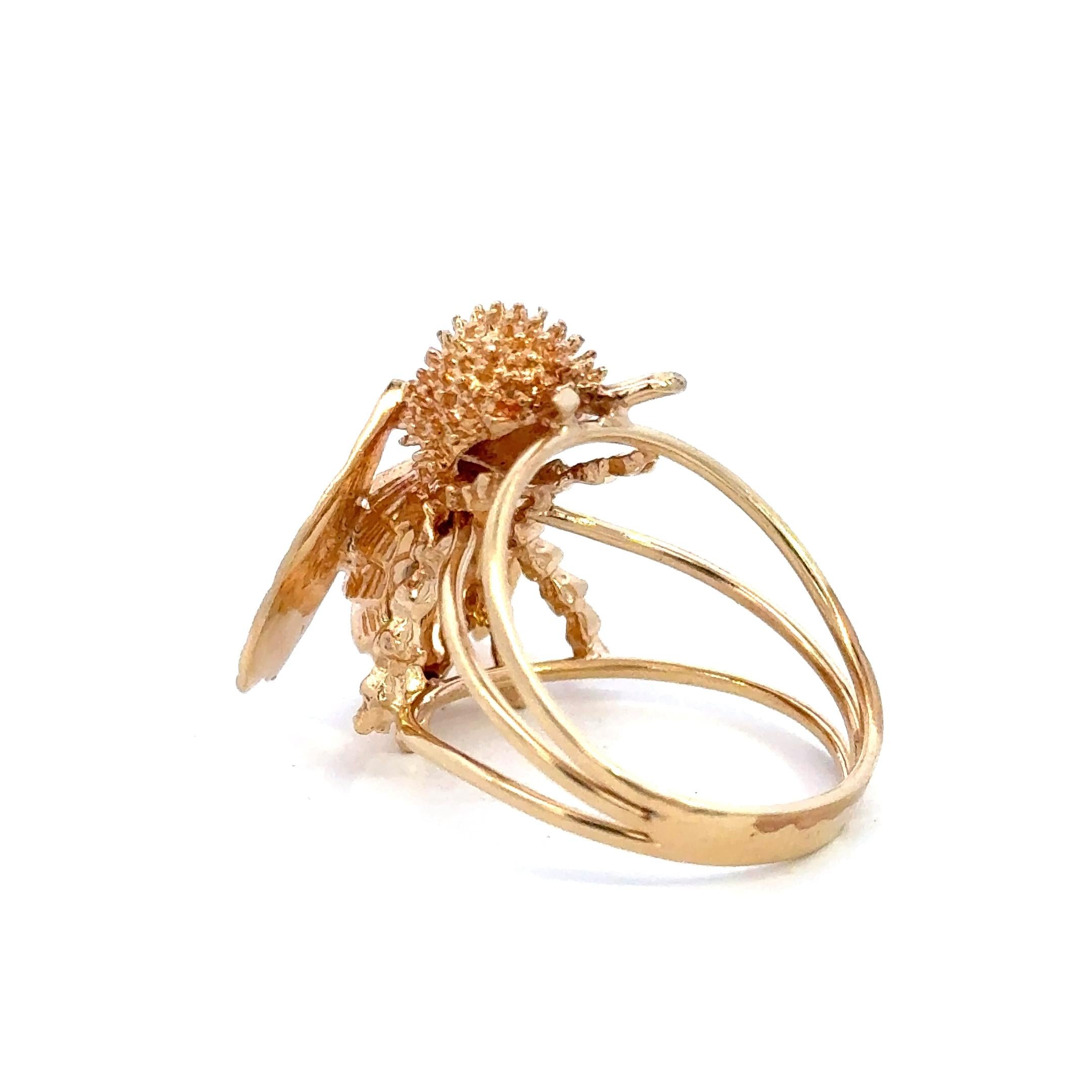 Vintage 18K Gold Bee Ring