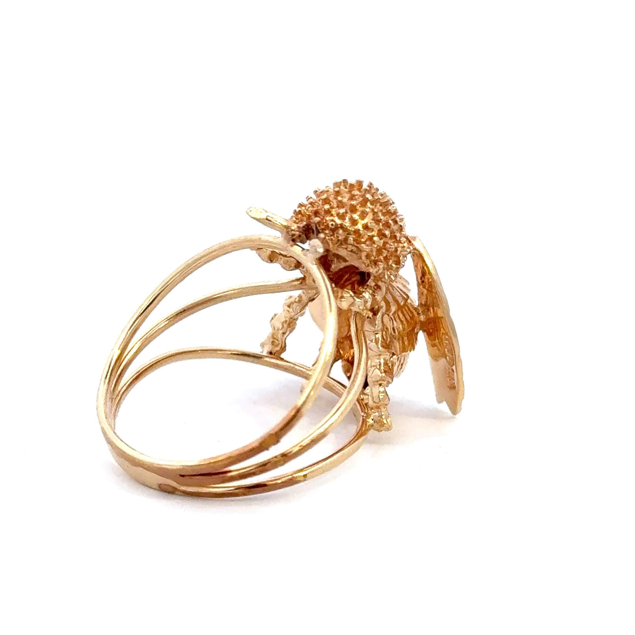 Vintage 18K Gold Bee Ring